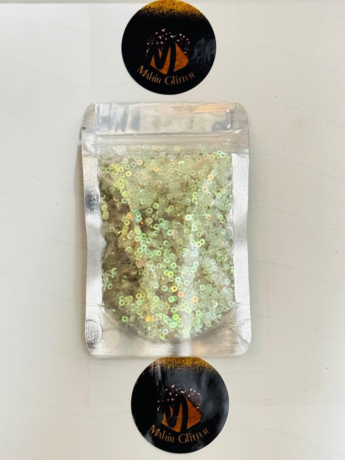 Premium Round Sequins, Light Green with Golden Holographic Shine, 50g Pack, Perfect for Embroidery, Nail Art, DIY Crafts, School Projects-image-26