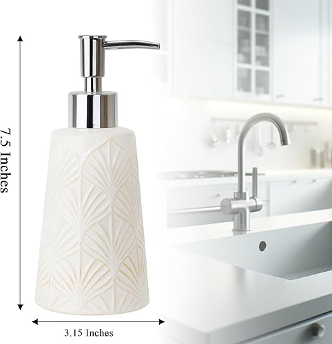 Miniatura 3 de Dispensador de jabón de cerámica blanca con bomba para baño, cocina, fregadero, encimera, decoración bohemia moderna