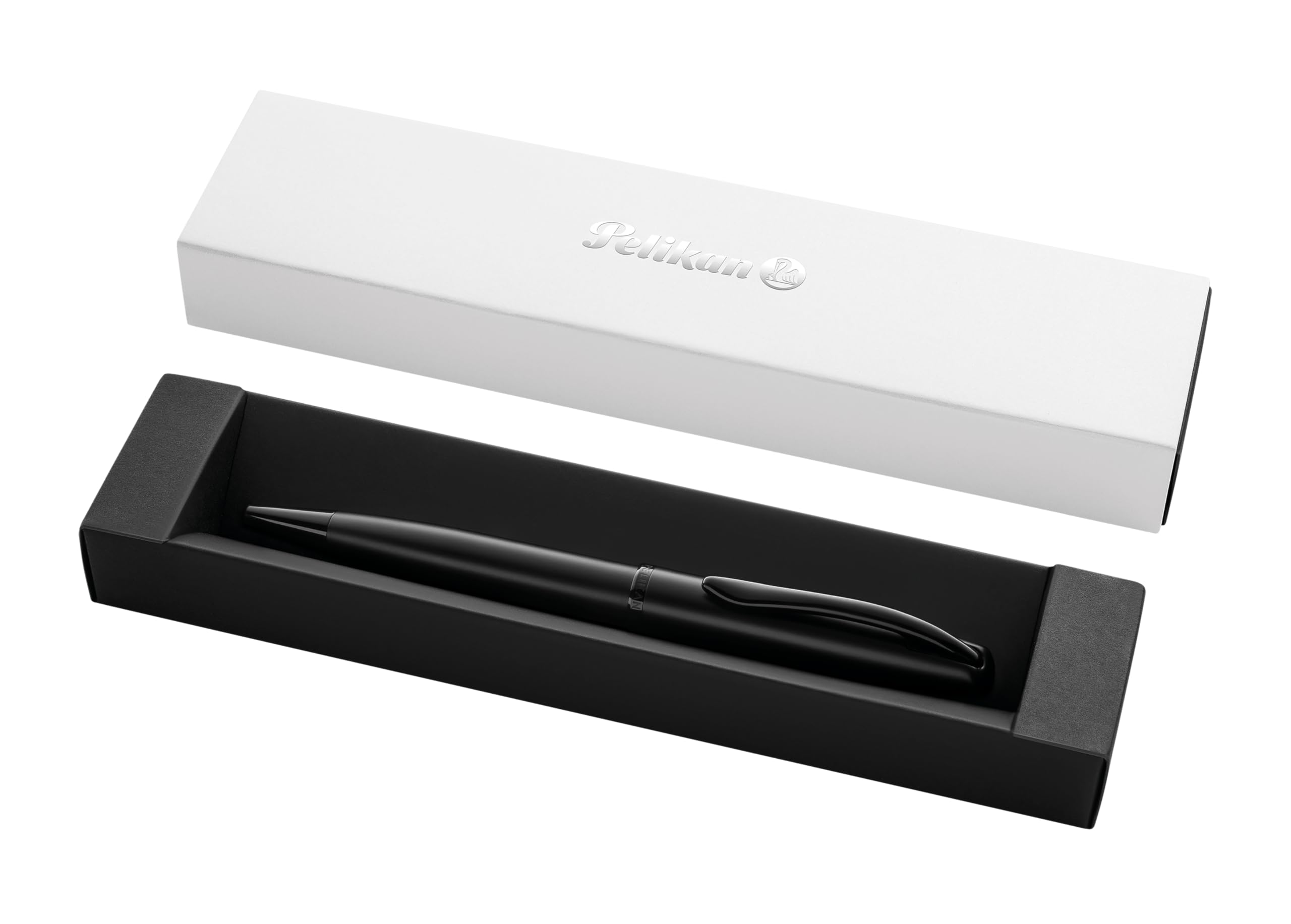 Pelikan, Penna Sfera Jazz Noble Elegance In Metallo Carbon, Inchiostro Blu, Con Meccanismo A Rotazione, Indicata Per Documenti Ufficiali, Con Clip Elastica, In Elegante Astuccio Regalo