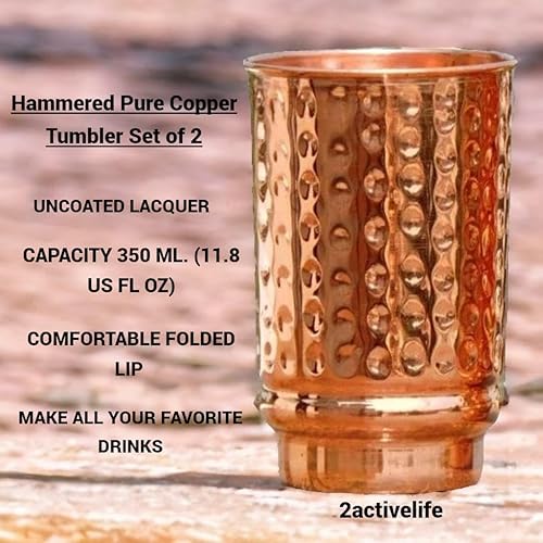 Miniatura 7 de 2activelife Juego de 2 vasos de cobre puro martillado  Vaso de cobre para beber agua  Vaso de cobre con capacidad para 11.8fl oz de agua (11.8 onzas