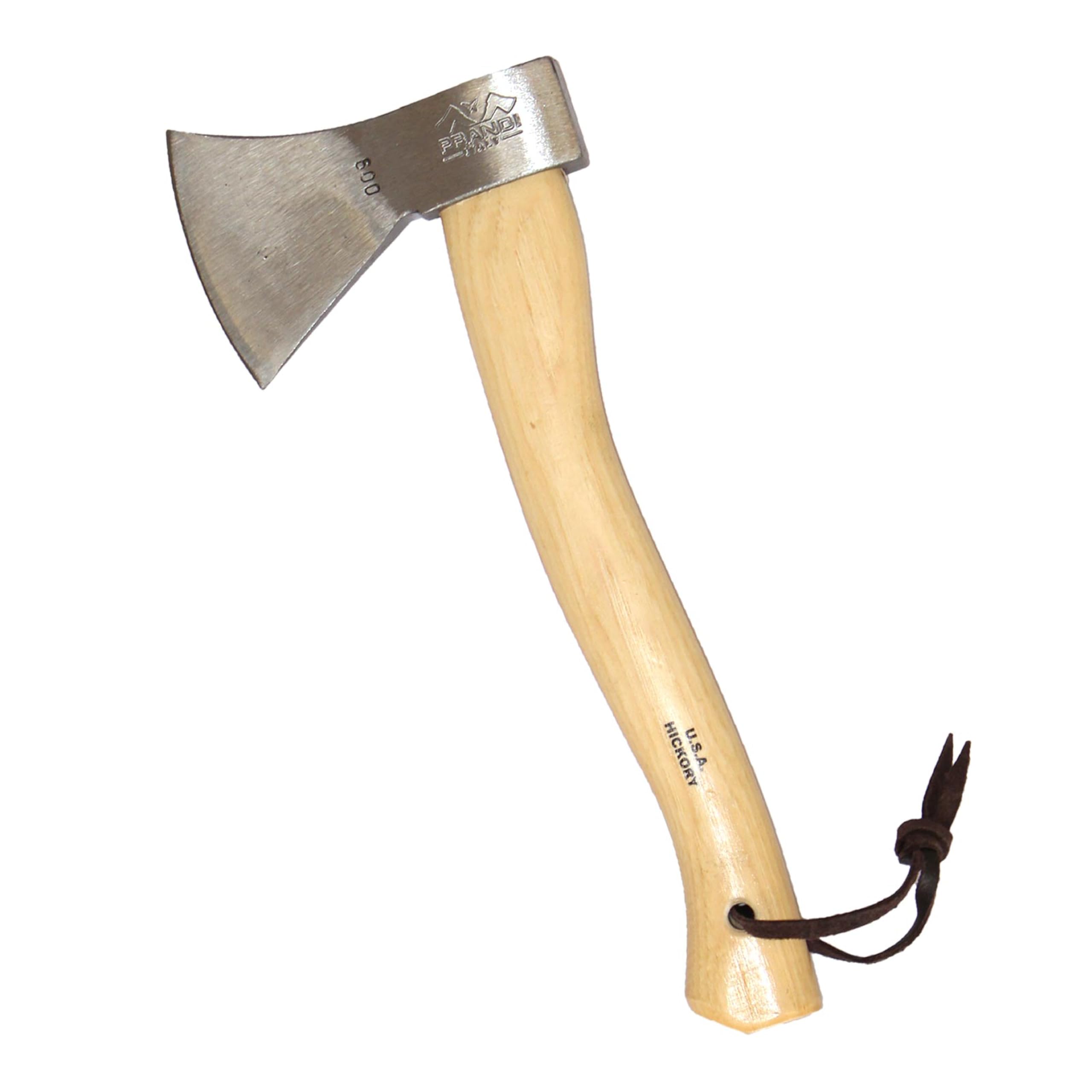 PRANDI German Hatchet 2.20lb - Hickory Handle 15.76in with Leather String - Ideal for Camping and Bushcraft - Made in Italy