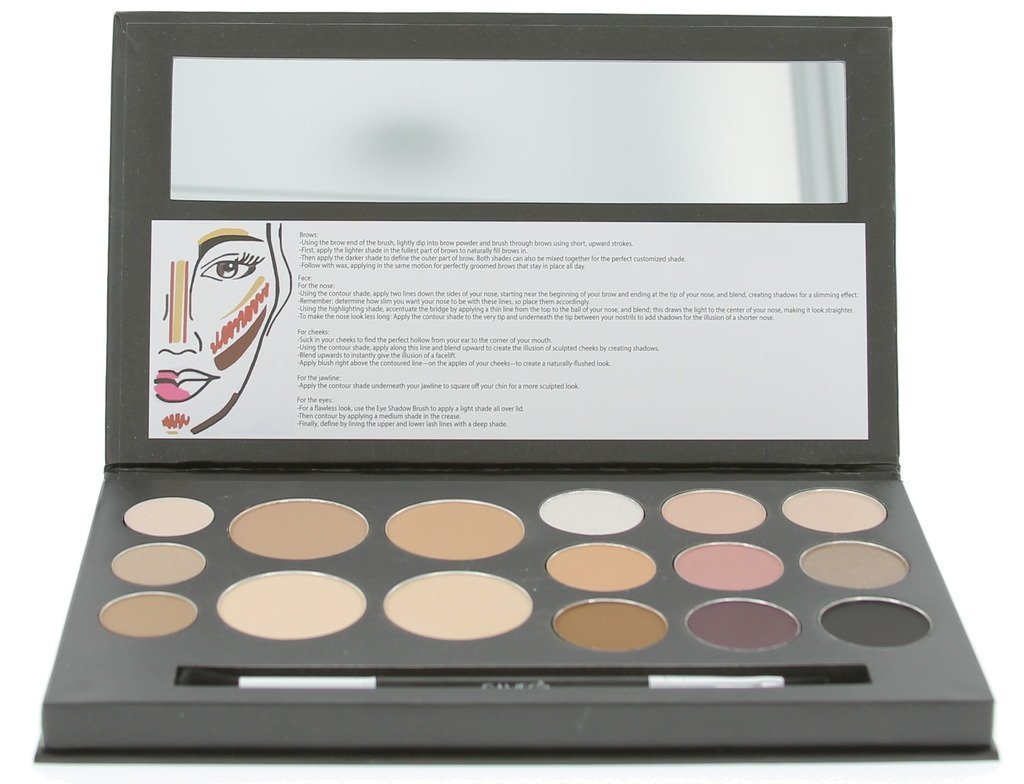 CameoCosmetics Eyes and Face Contouring Kit, Dark Colors, A 3 Palettes in One Makeup Kit with 16 Bestselling Shades, Step by Step Instructions Included