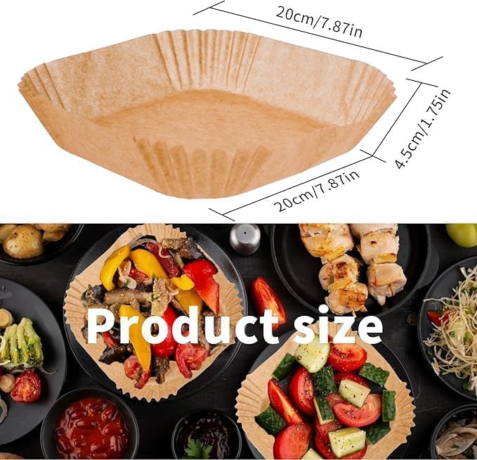 Image of Air Fryer Paper Sheets (200 Pcs), Disposable Paper Liner for Microwave, Oil-Proof Air Fryer Parchment Paper for Frying, Baking, Cooking, Roasting and Microwave (Square 8 INCH)