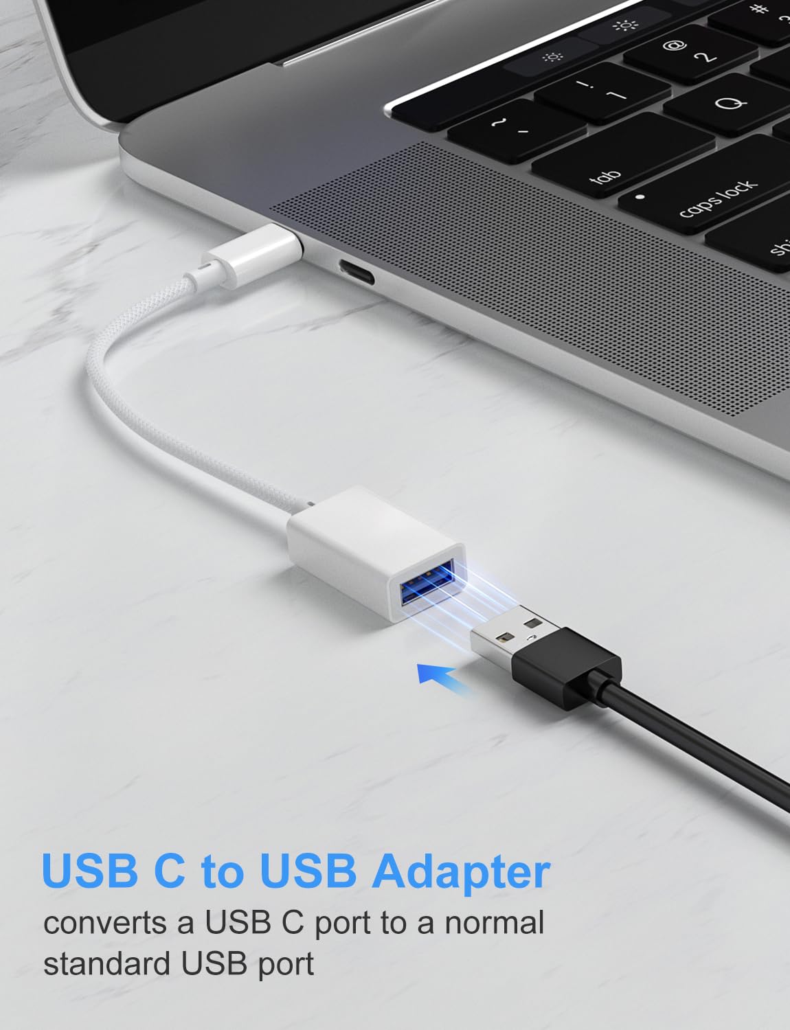 Adattatore USB C a USB 3.0 Convertitore Cavo USB OTG, 5Gbps ad Alta Velocità, per Portatile Tablet Cellulare, Compatibile con MacBook iPhone 17/16/15 iPad Samsung Galaxy S25 S24 S23 A56 A16, Bianco