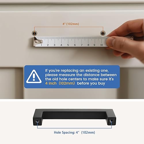 Miniatura 3 de KNOBWELL Paquete de 50 manijas de gabinete de cocina color negro mate de 4 pulgadas, distancia de agujeros de 4 pulgadas, tiradores de cajón negros