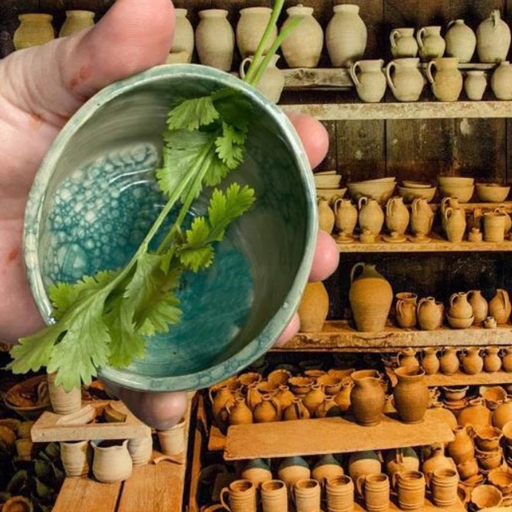 Bol en céramique pour éplucher les herbes avec trous multi-tailles, ustensile de cuisine fait main, blanc (bleu foncé