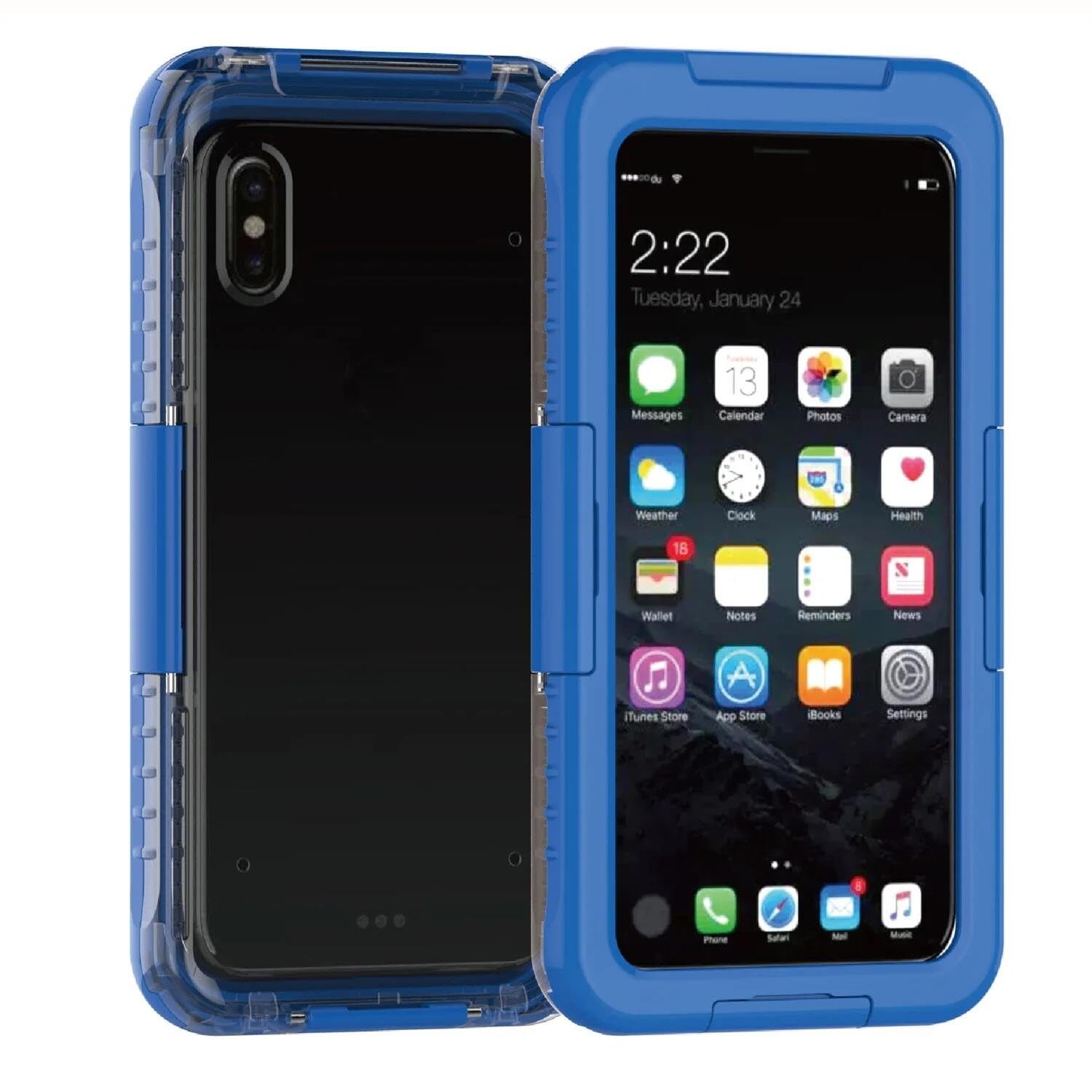 Custodia rigida in silicone per Oppo Reno 2F (Colore: Blu), impermeabile, antiurto, con retro rigido