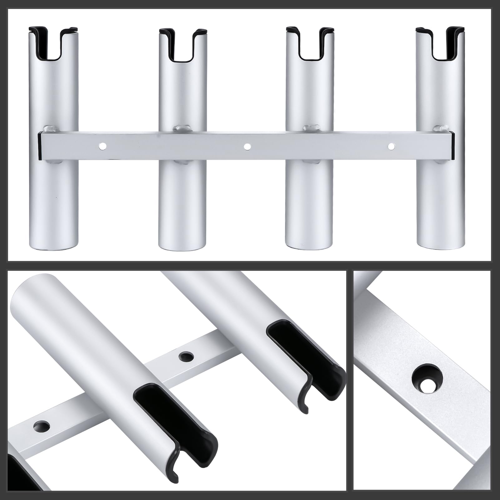 aluminiowy uchwyt na wędkę do łodzi rybackiej, rura 3/4 łącząca, aluminiowy stojak na pręty, łodzie garniturowe i jacht, srebrny