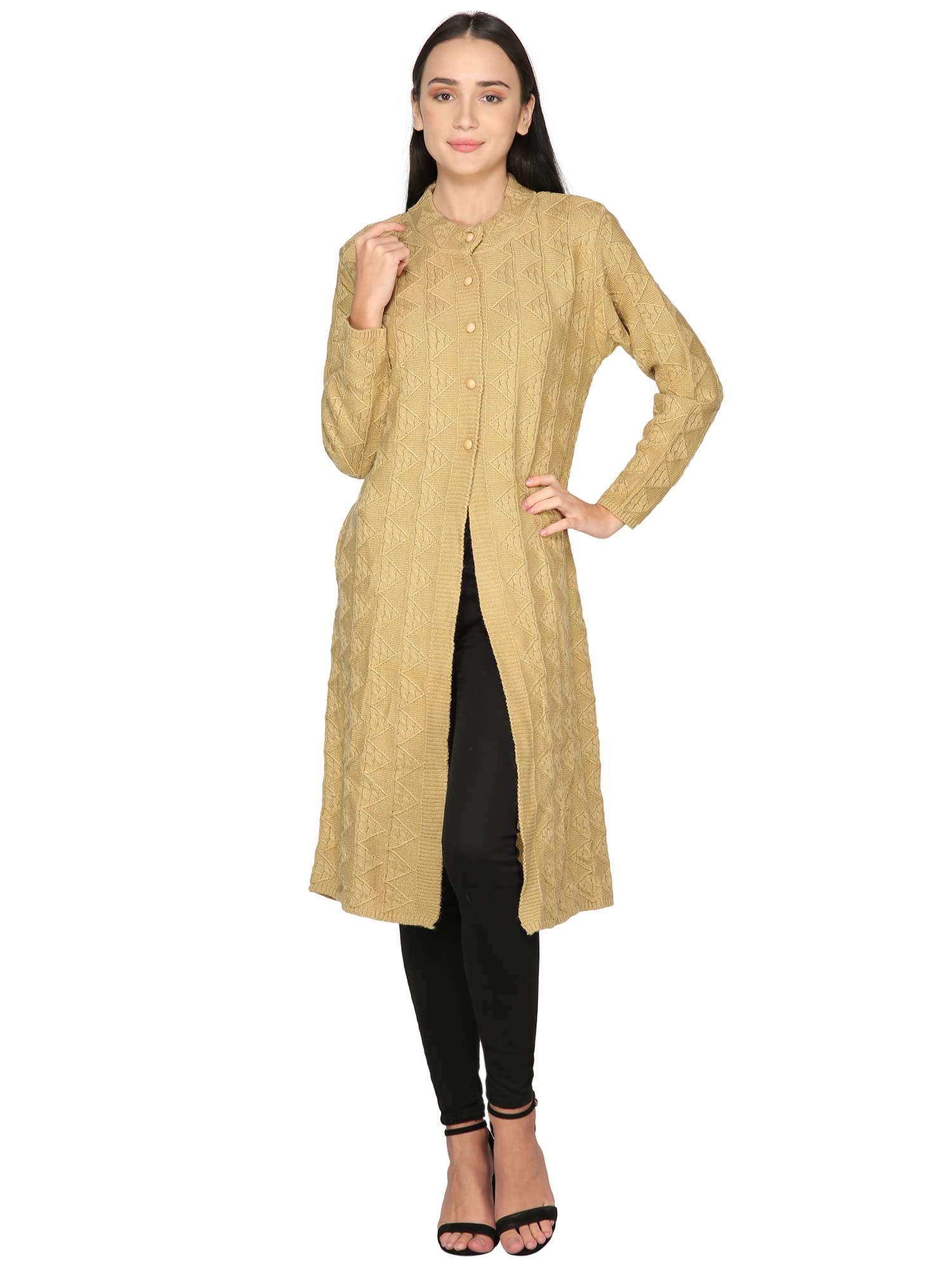 hautemoda Women Wollen Self Design Long Coat/Sweater for Winters-picture-24