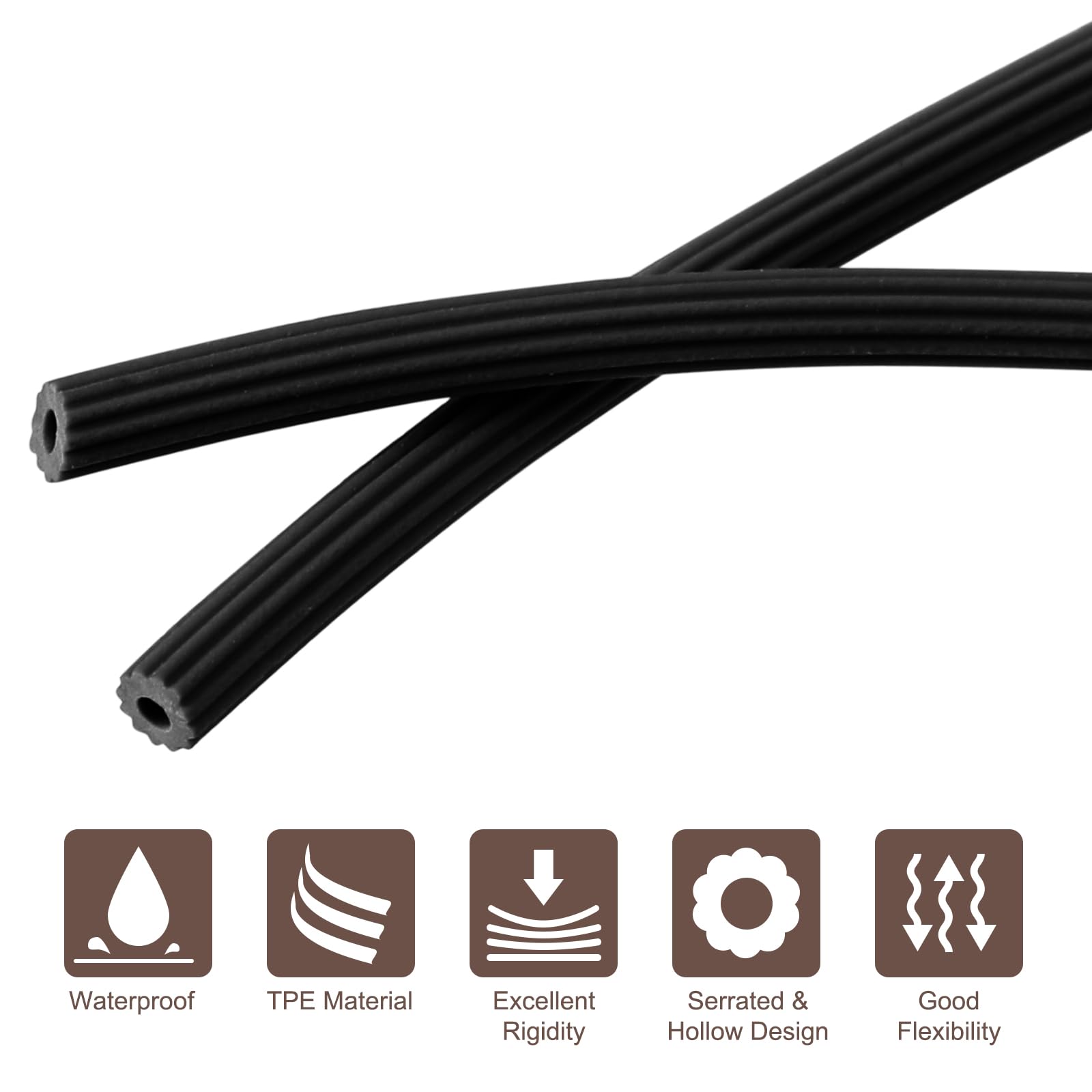 sourcing map Spline de fixation ronde de 0,2 cm x 3 m pour écran de porte et fenêtre, noir