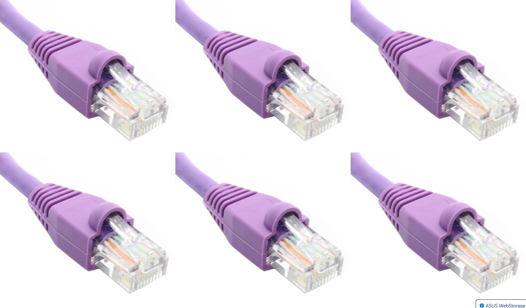 Ultra Spec Cables Zestaw 6 - fioletowy kabel sieciowy 2FT Cat6 Lan Internet kabel krosowy RJ45 Gigabit