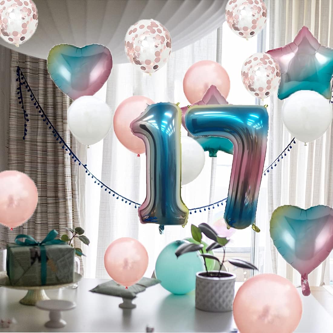 17th Birthday Balloon 17th Birthday Decorations Rainbow 17 Balloons 17th-birthday-balloon-17th-birthday-decorations-rainbow-17-balloons
