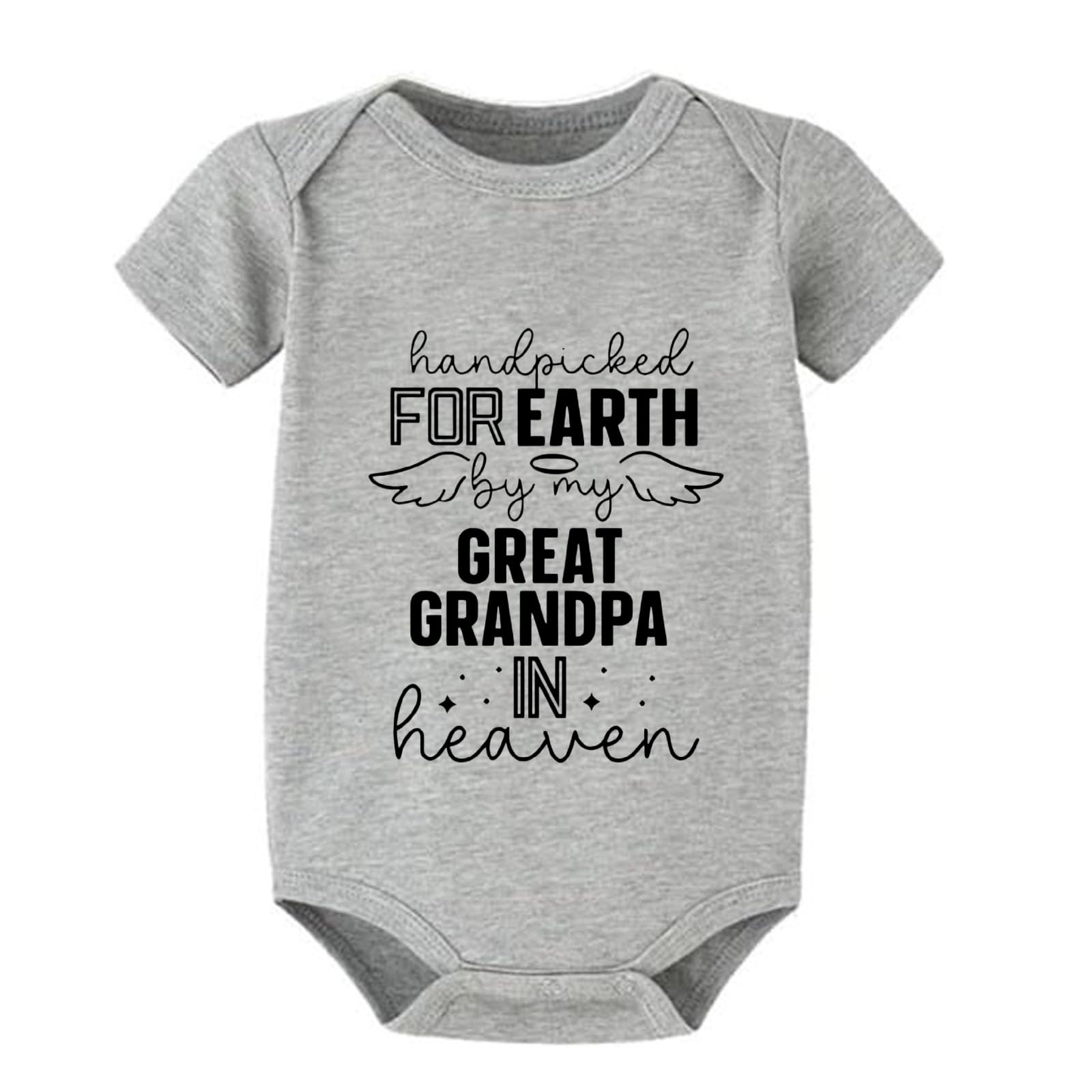 WOOYONGING Handpicked for Earth By My Great Grandpa in Heaven Romper for Boy Short Sleeve Coming Home Outfit for Baby Boy Summer White B