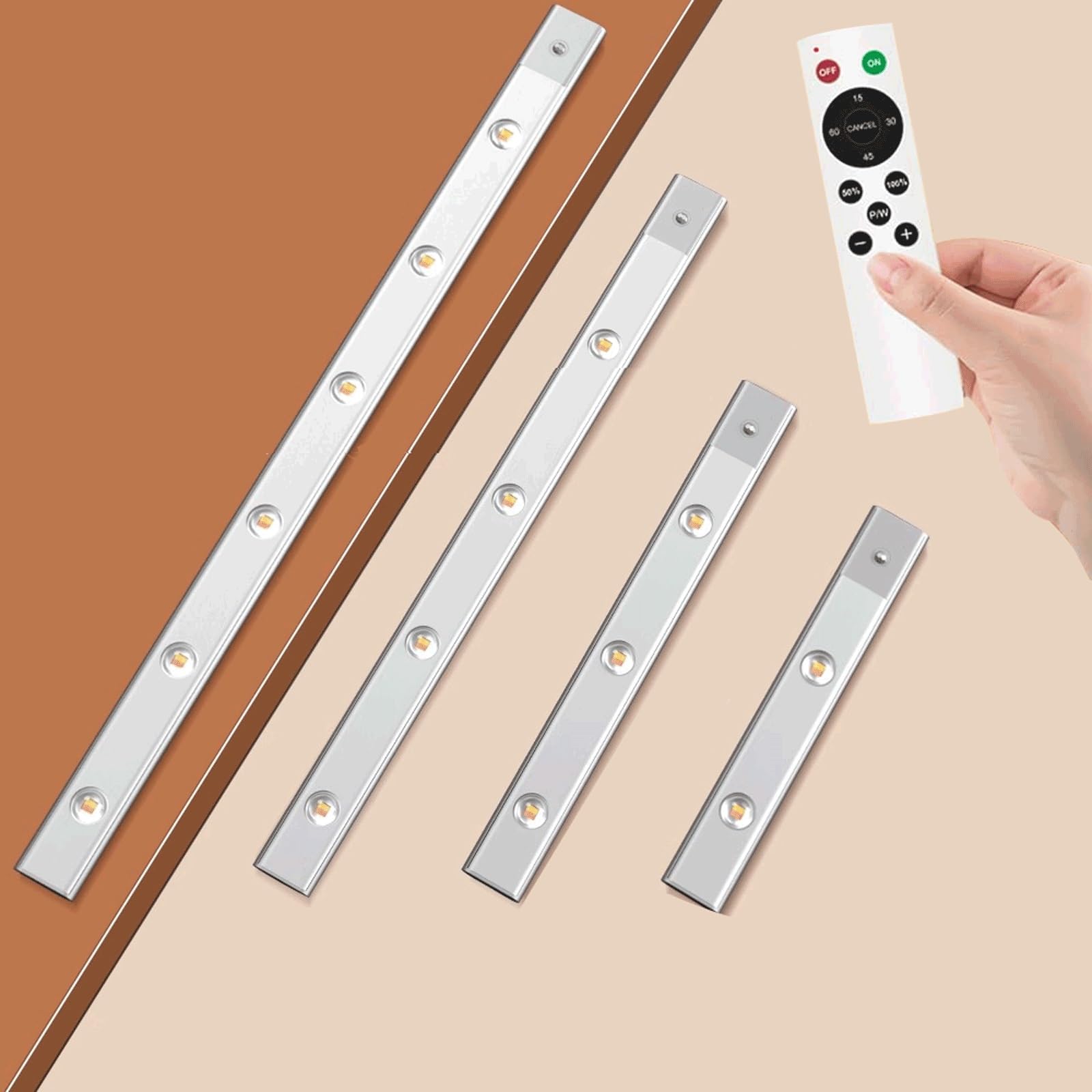 Sensore di movimento a LED, luce dell'armadio, con telecomando, funzione dimmer a 3 colori, illuminazione interna notturna ricaricabile di tipo C, for armadio/corridoio ( Color : 1pcs , Size : 31.5in