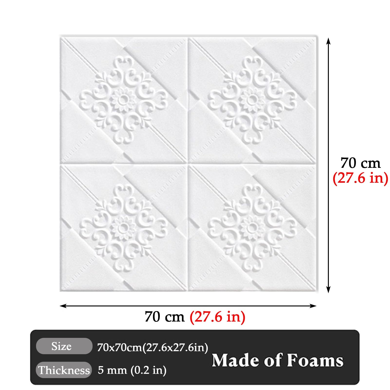 Paneles de techo de espuma 3D autoadhesivos, lavables e insonorizados, para dormitorio, sala de estar, 27.6 x 27.6 pulgadas, paquete de 30, paneles de techo decorativos blancos