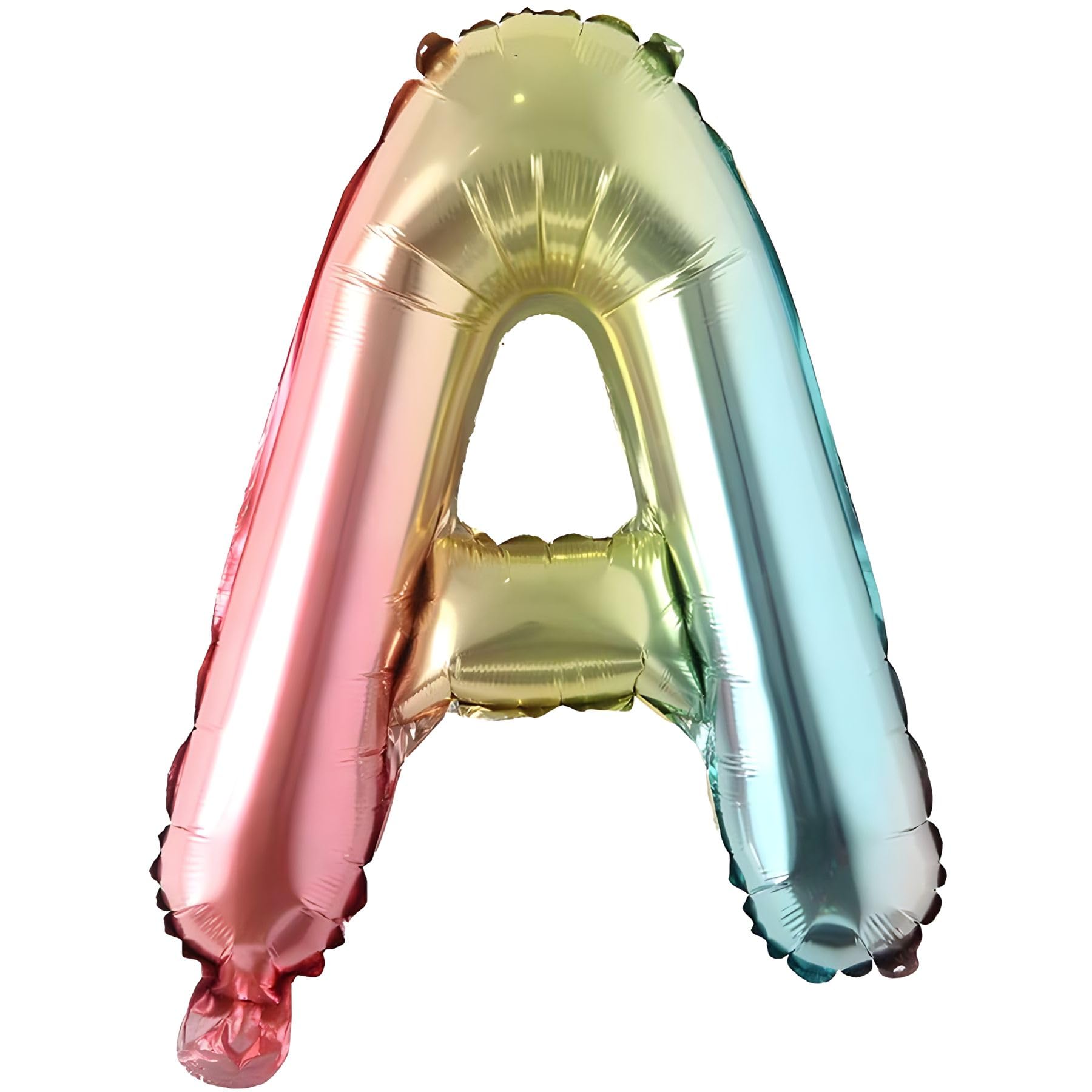 Foil Balloon Letter A Rainbow Colourful 40 cm - Balloon Decoration Party Balloon for Air Filling, Wedding, Birthday, New Year's Eve, Gift, Baby, Advertising, Shop Window, Photo Box, Name, Word