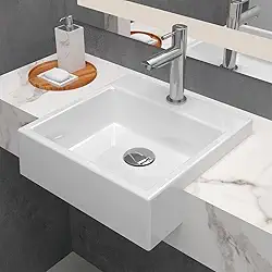 Cuba Pia de Semi Encaixe Quadrada 35x35 Branca Banheiro Lavabo Beltempo BT-3103