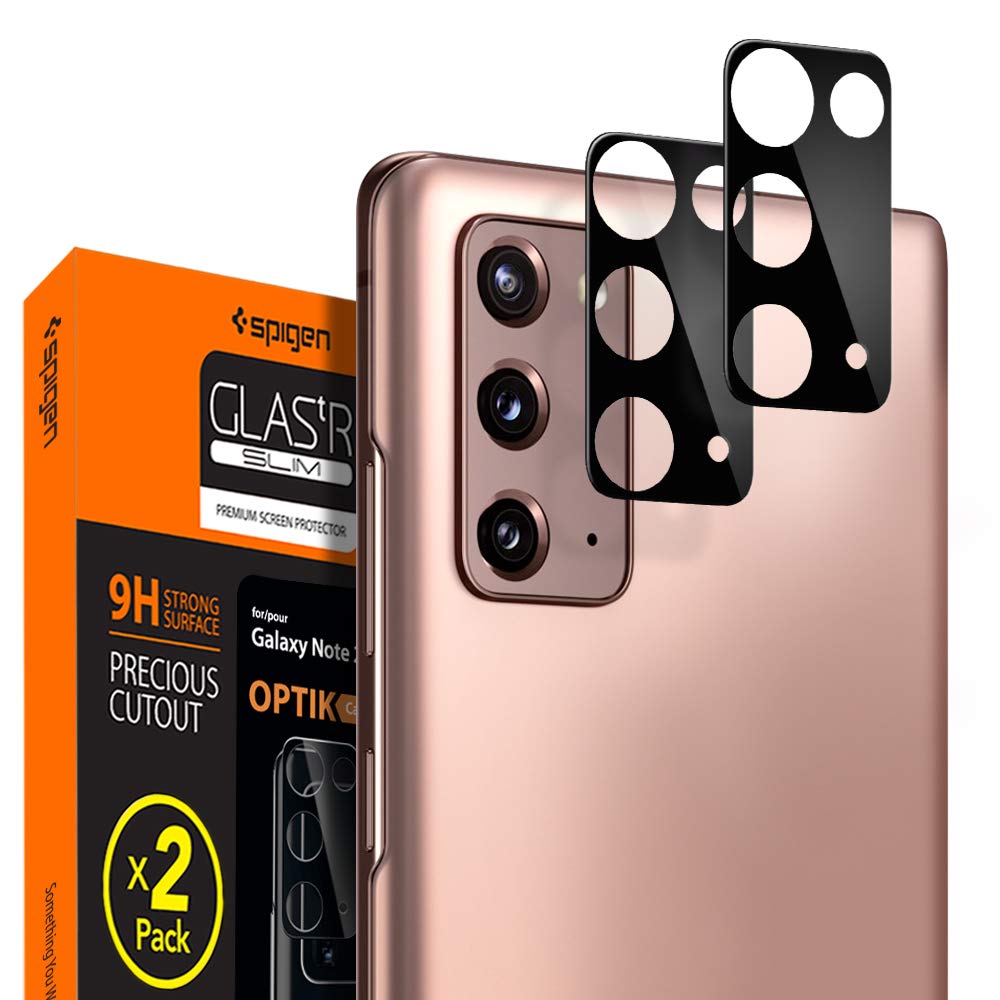 Spigen Galaxy Note 20 ile Uyumlu Kamera Lens Camı Koruyucu tR Optic Glass Black (2 Adet) - AGL01455