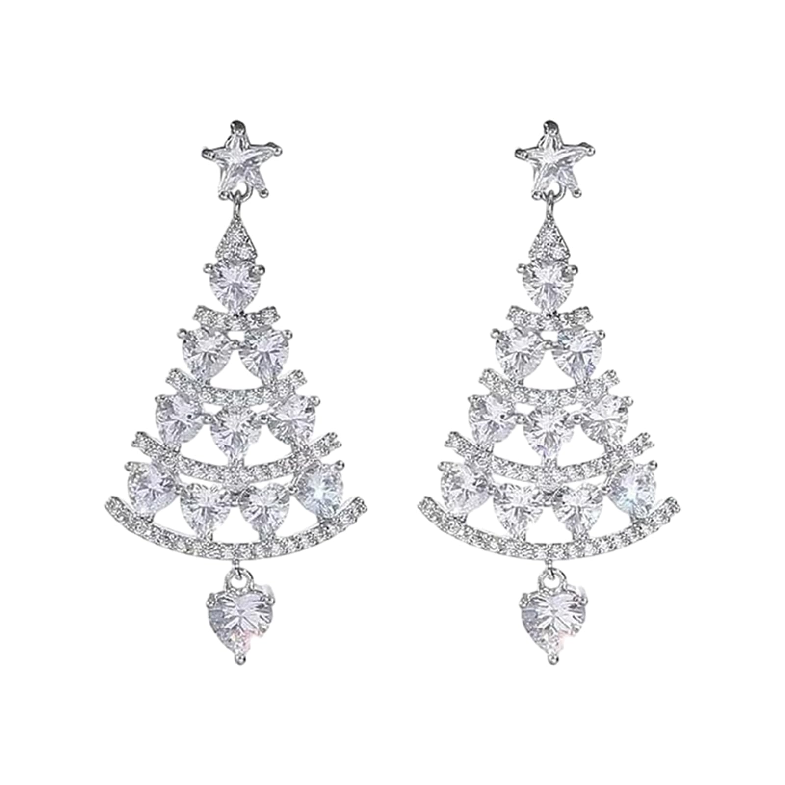 Christmas Tree Earrings for Women,Color Diamond Xmas Earring,Sterling Ear Acupuncture,Ladies Sparkly Zircon Drop,Girls Ears,Holiday Costume Accessories,Fashion elegant Cute Gifts Earings