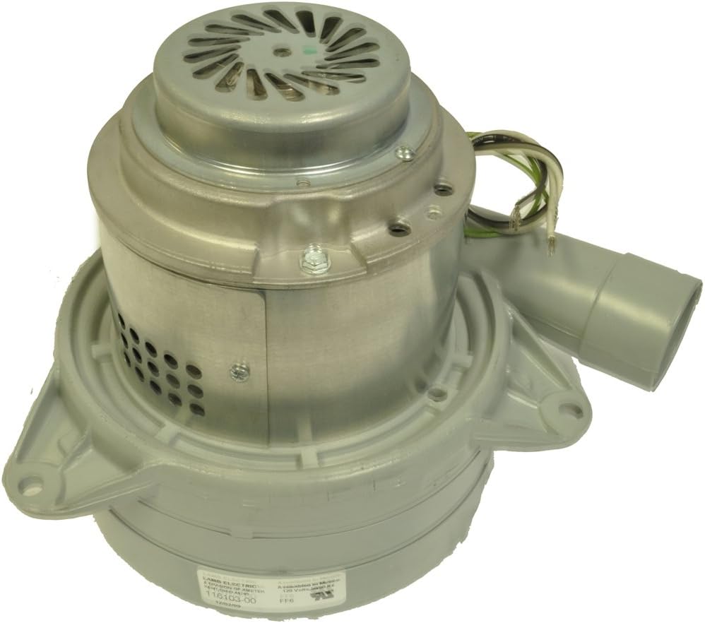 AMETEK LAMB Vacuum Motor: Metal Mounting Brackets, 7.2 in Body Dia., 120V AC, 3 Blower Stages