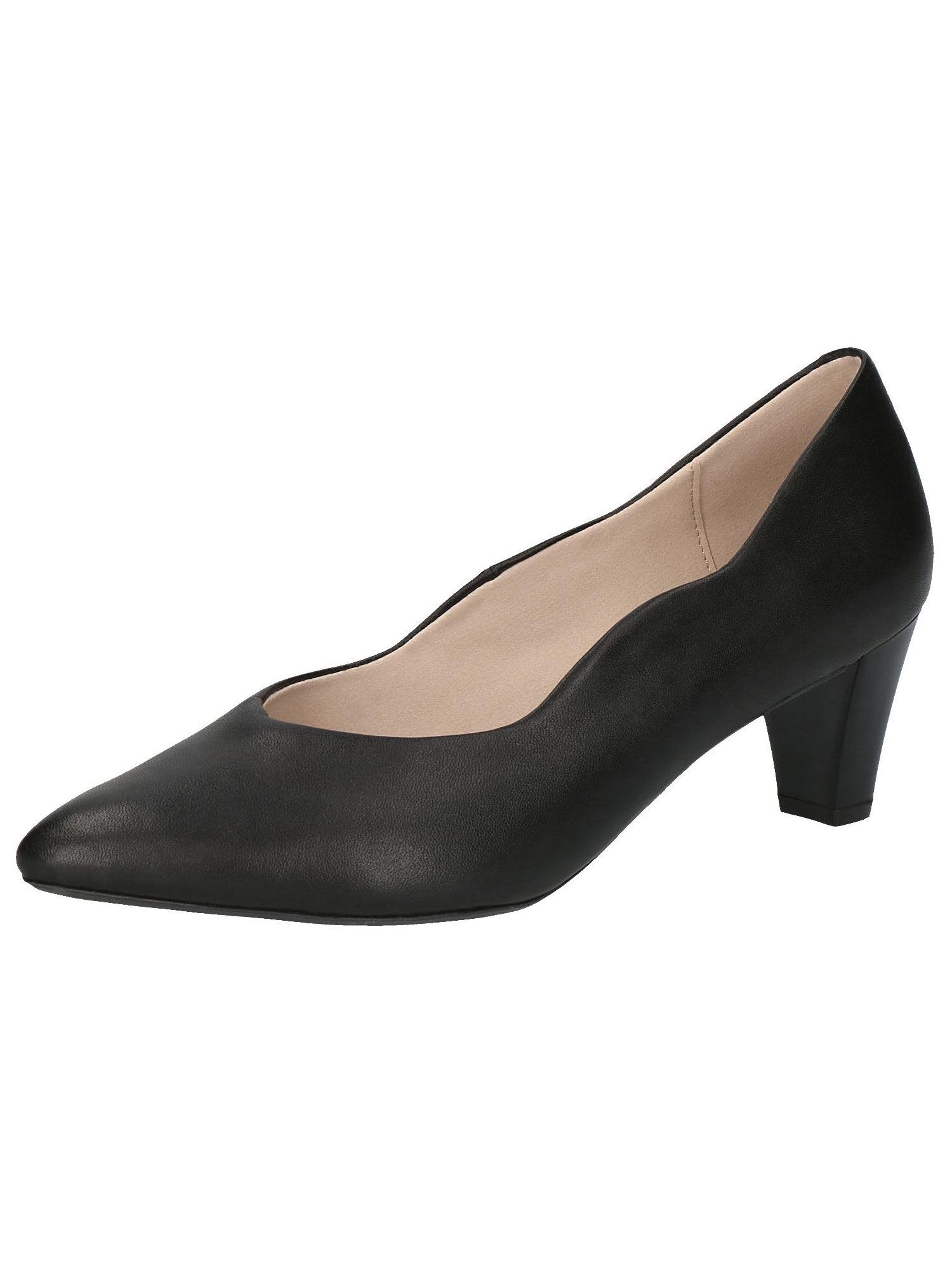 Caprice Women Pumps Leather with Cone Heel, Black (Black Nappa), 7 UK