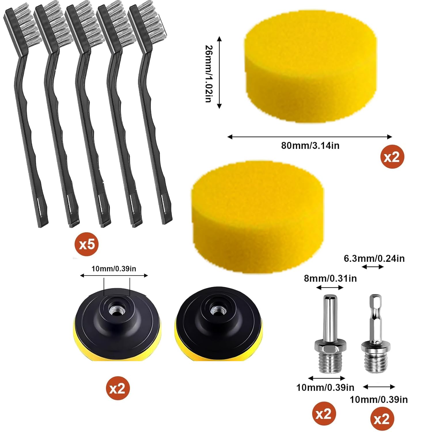 LEONTOOL Lot De 6 Tampons De Polissage De 15,2 Cm En Laine Pour Plaque D'appui De 150 Mm, Kit De Tampons De Polissage Pour Voiture, Polisseuse Et Cirage