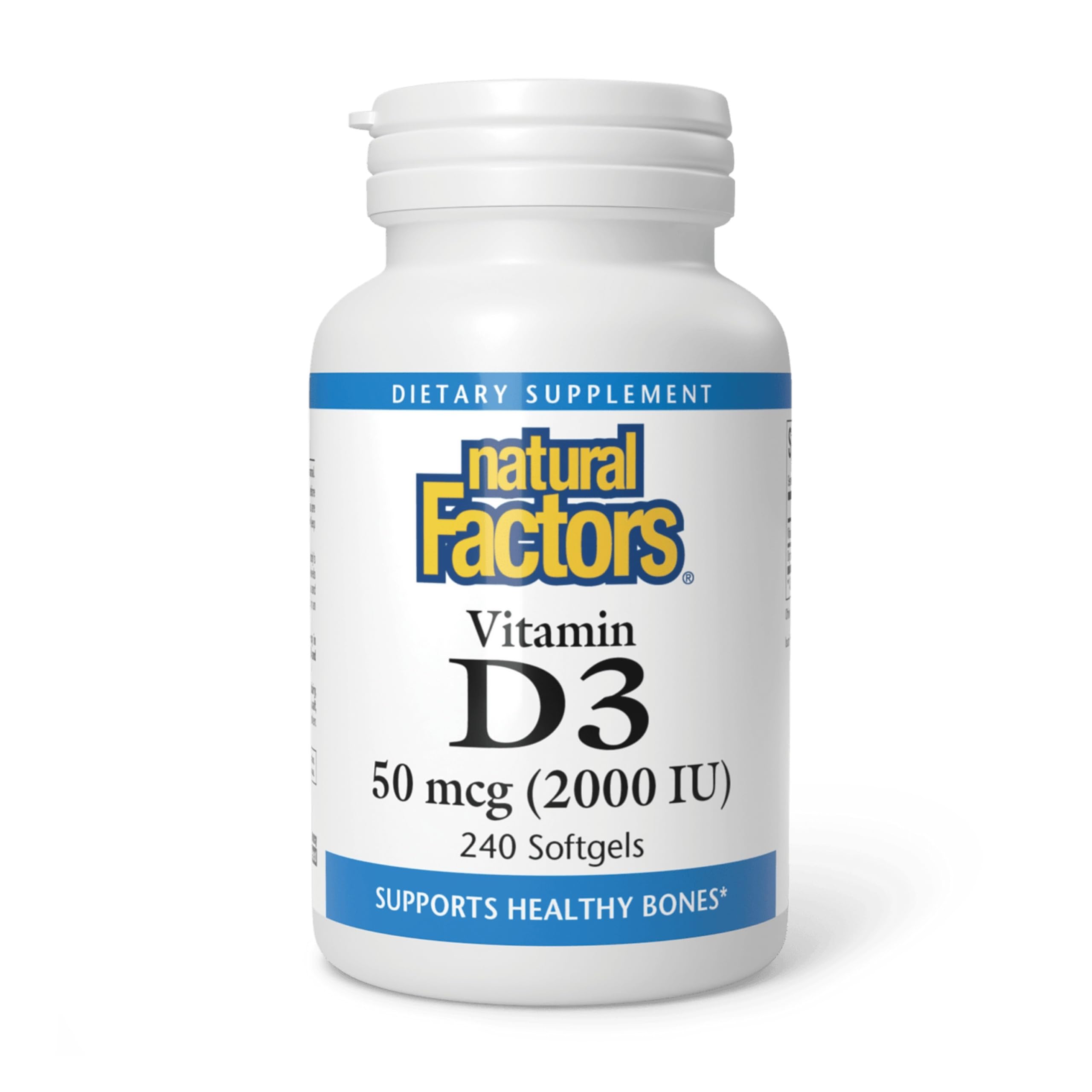 Natural Factors - Vitamin D3 2000 IU, Supports Healthy Bones, 240 Soft Gels