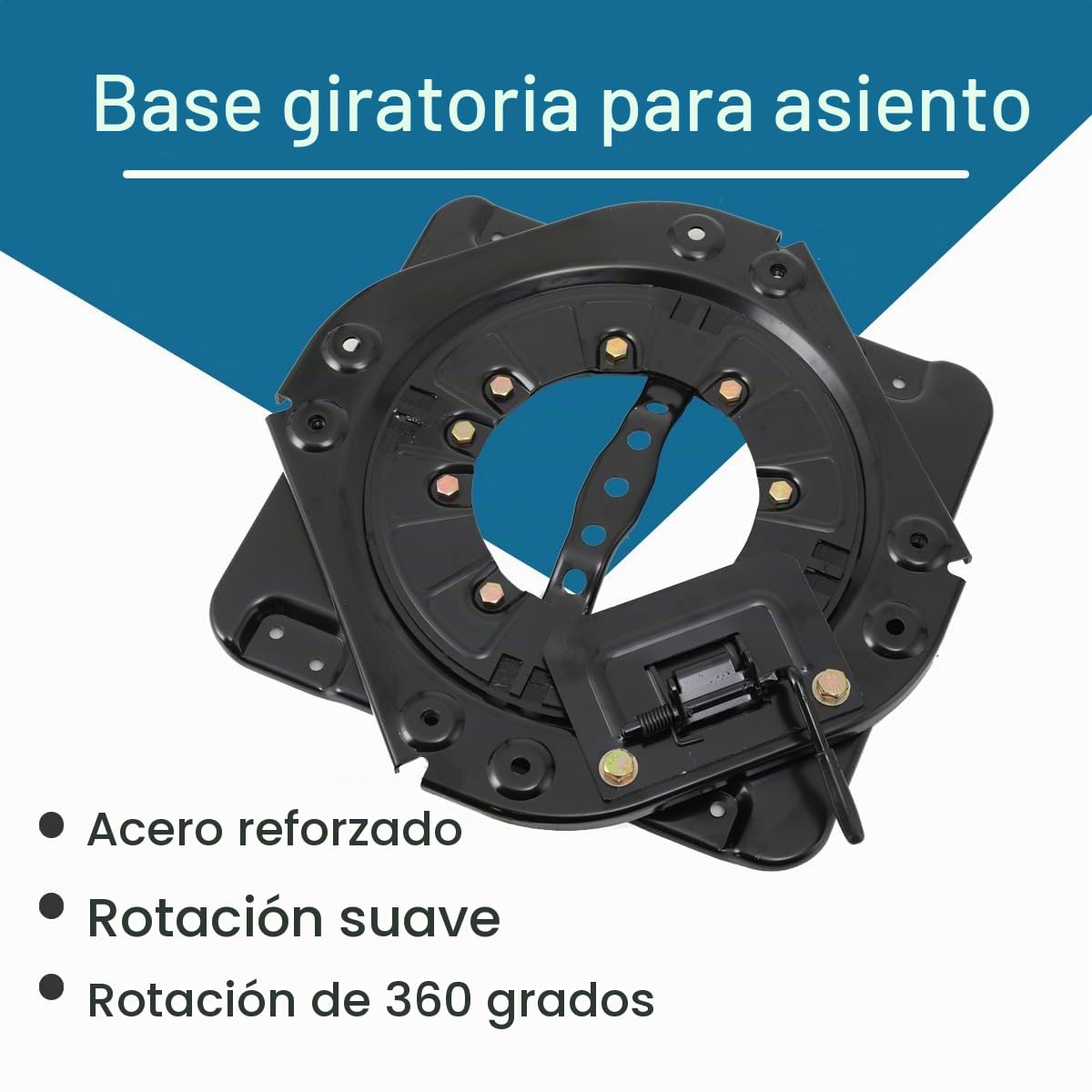 Base giratoria de asiento para autocaravana, caravana, barco, autobús, de acero, giratoria, asiento de coche, 360 grados, 130 kg, capacidad de carga del asiento