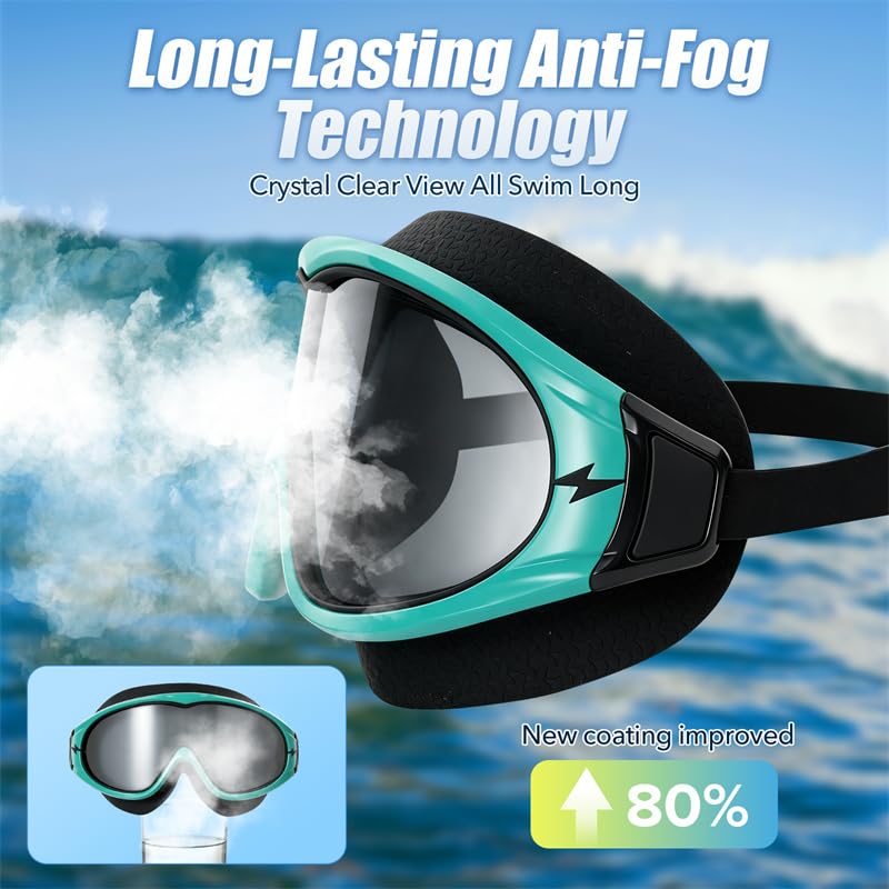 Image of Seago Swim Goggles Adult Youth Anti-Fog Wide Clear View Pool Goggles