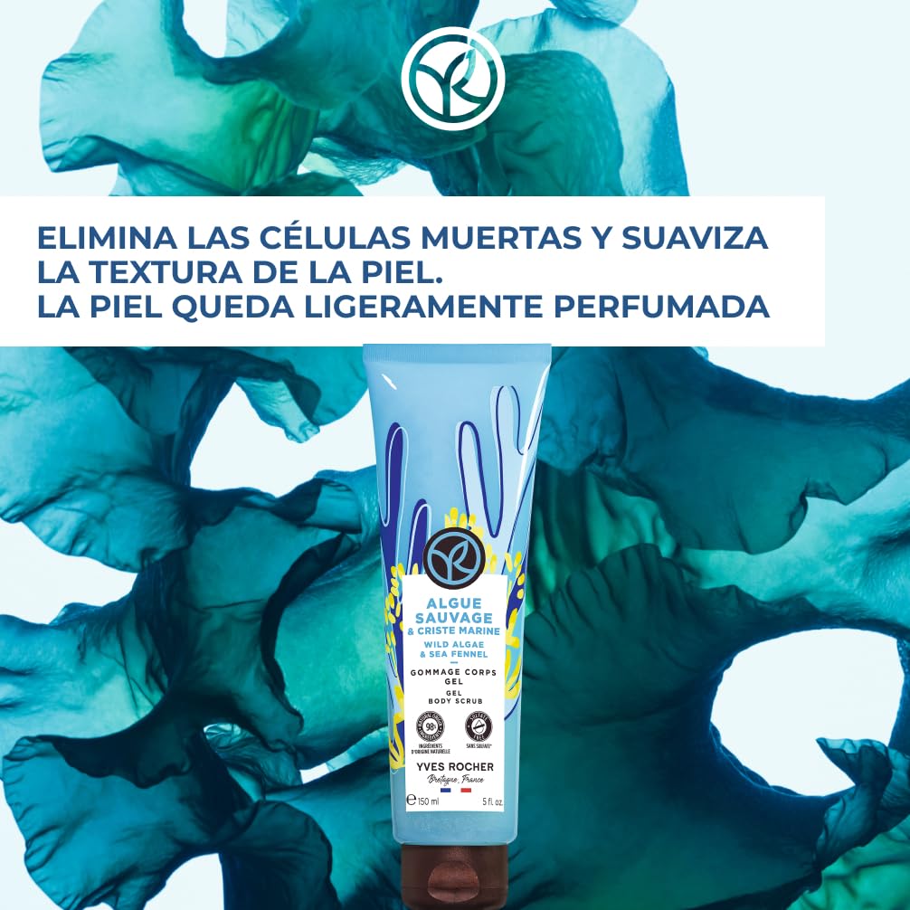 Yves Rocher - Exfoliante Corporal - Sin Sulfatos - 98% de ingredientes de origen natural - 150ml (Alga Silvestre & Hinojo Marino)