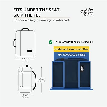 Cabinzero Classic Tech Backpack 28L, Underseat-approved with Laptop Compartment and Trolley Sleeve