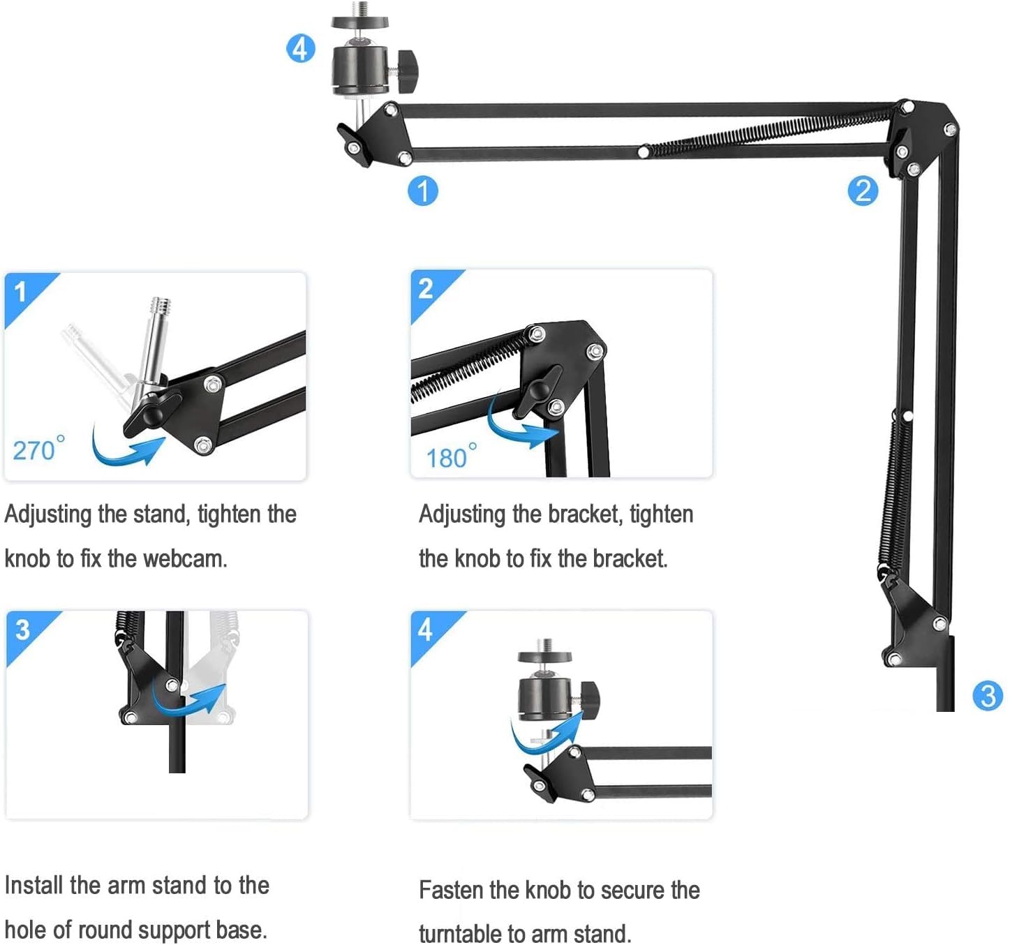 Supporto da Pavimento per Webcam Brio, Supporto da Pavimento per Webcam in Metallo Compatibile con Le Webcam Logitech Brio 4K,100 101,301 300,500,C270,C310