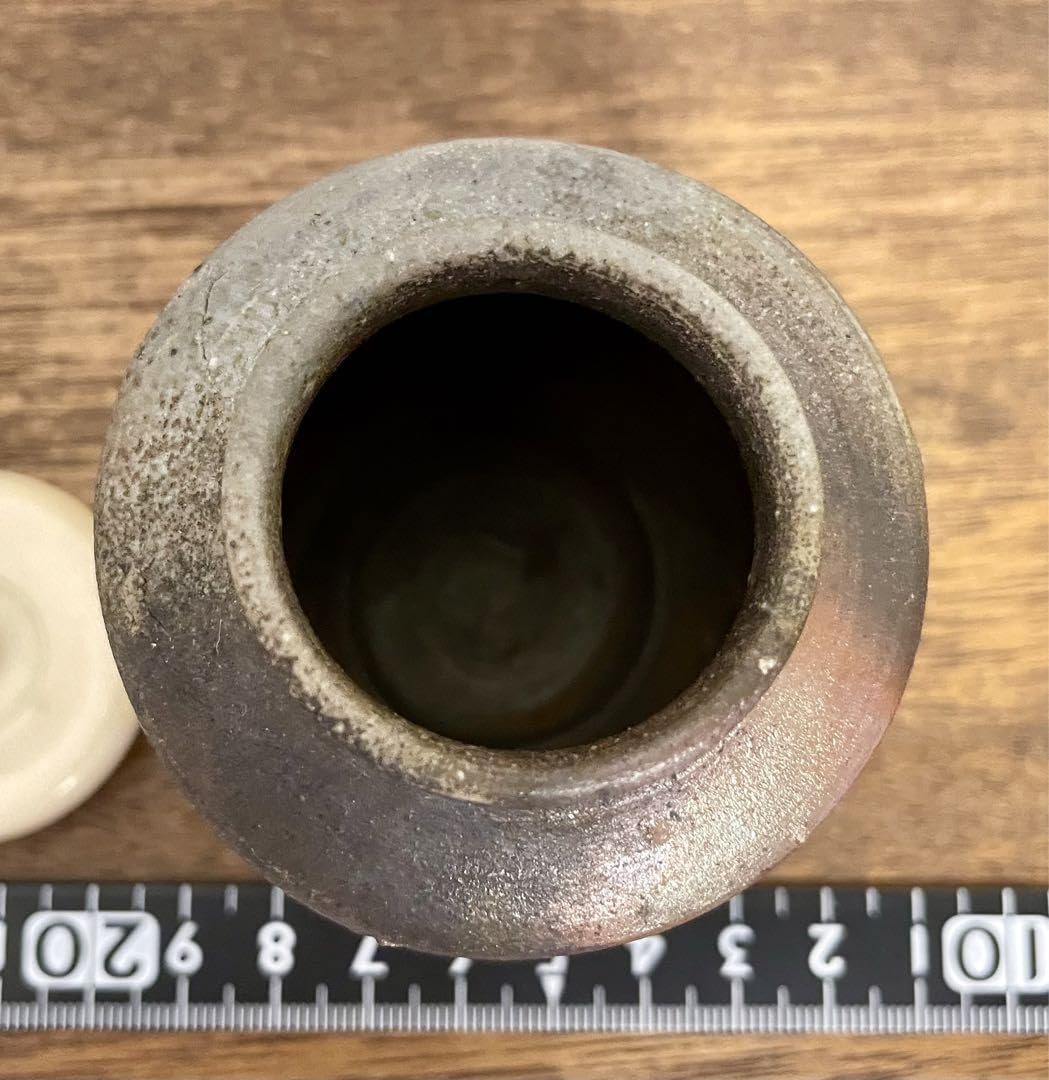 Amazon.co.jp: 備前焼 榊原貢 肩衝茶入 帛紗付 茶道具 骨董 陶芸