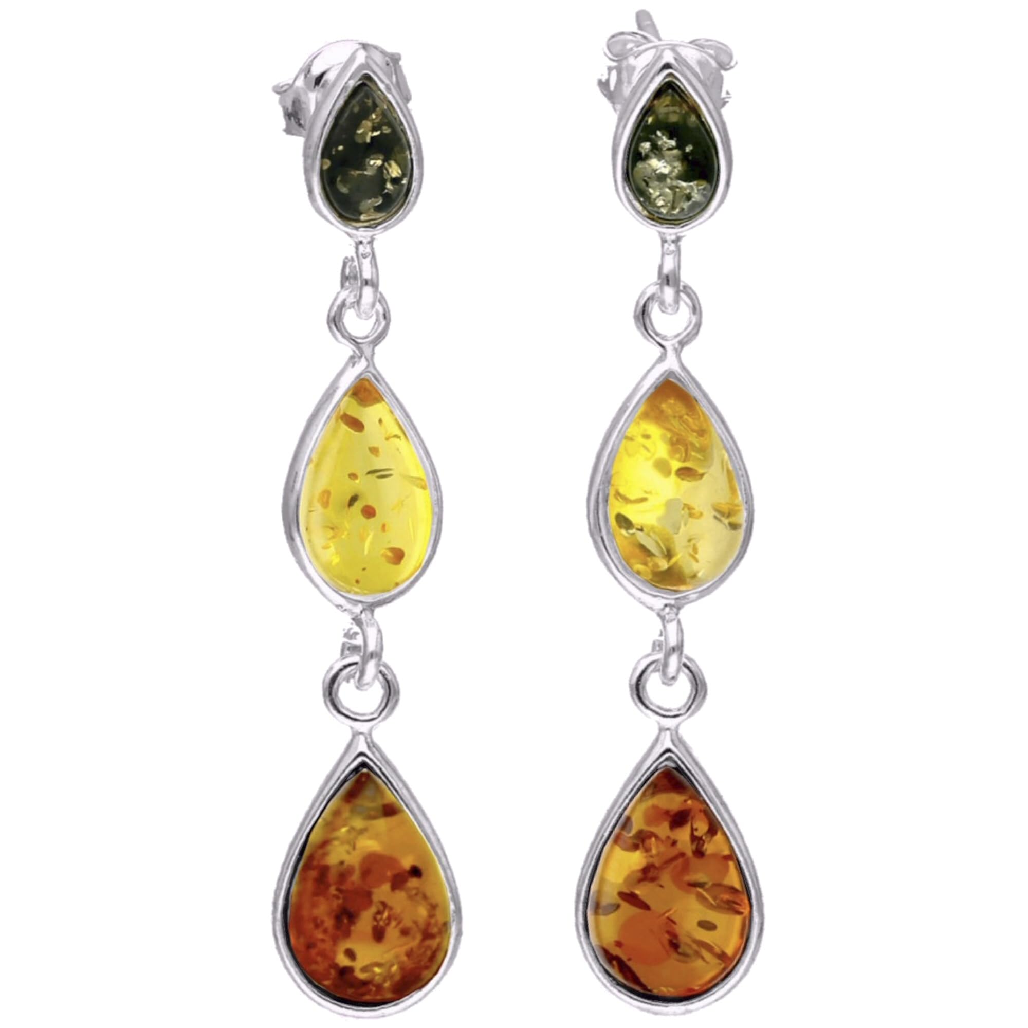 Noda 070387 – Orecchini Pendenti In Argento Sterling E Ambra – A Forma Di Foglia – Gioielli In Ambra Baltica - 4