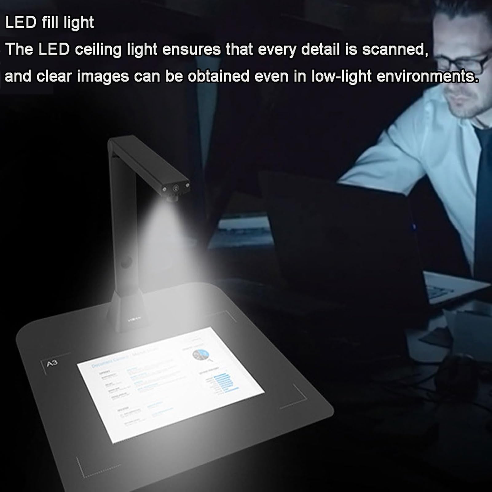 Escáner de Libros de Gran Formato A3, escáner de Documentos, cámara de Documentos USB de 18 MP con aplanamiento automático, reconocimiento de Texto OCR, Adecuado for escanear revistas Grandes