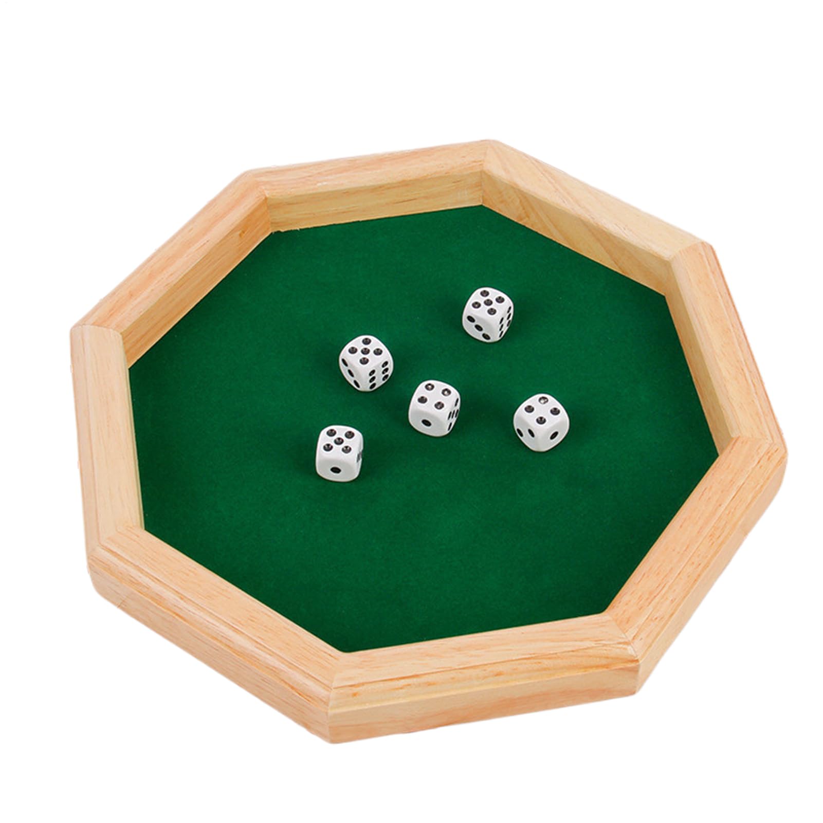 Achteckiges Würfelbrett – Spielmatte aus Holz, tragbare Würfelbox, Tischflächen | Reise-Familientreffen Zubehör, Urlaubsgesellschaftsspielwerkzeug für Thanksgiving, Enf