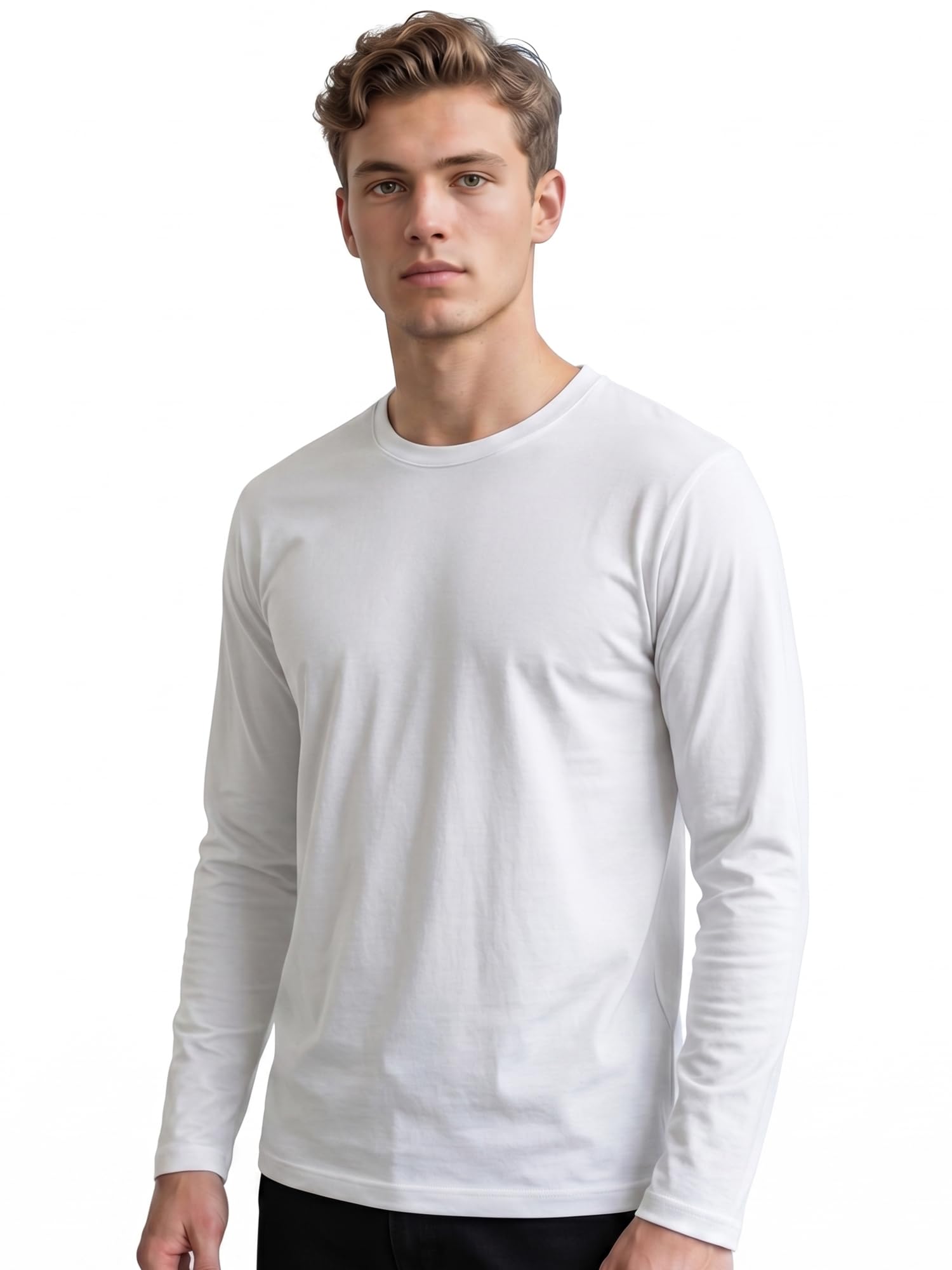 xenovaurban Men's Solid Plain Full Sleeve Cotton T-Shirt | Regular Fit Round Neck | Soft Breathable Fabric - FSRN-PLN-PAR-picture-28