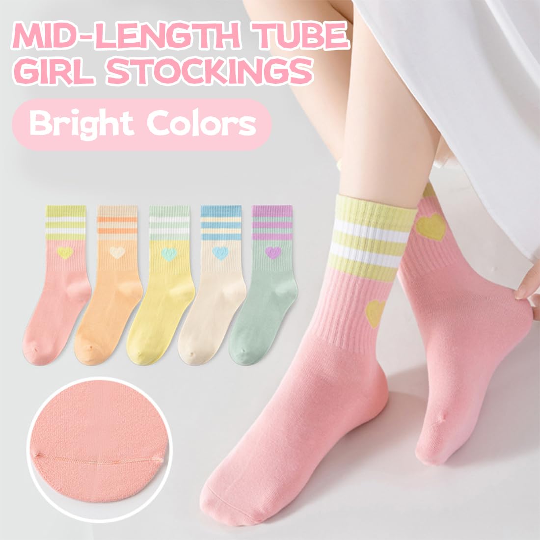 Calcetines Deporte Niña, 6 Pares 35-38,Calcetines Deportivos, Calcetines Coloridos, Calcetines Sin Costuras, Für 8-12 Años Niños