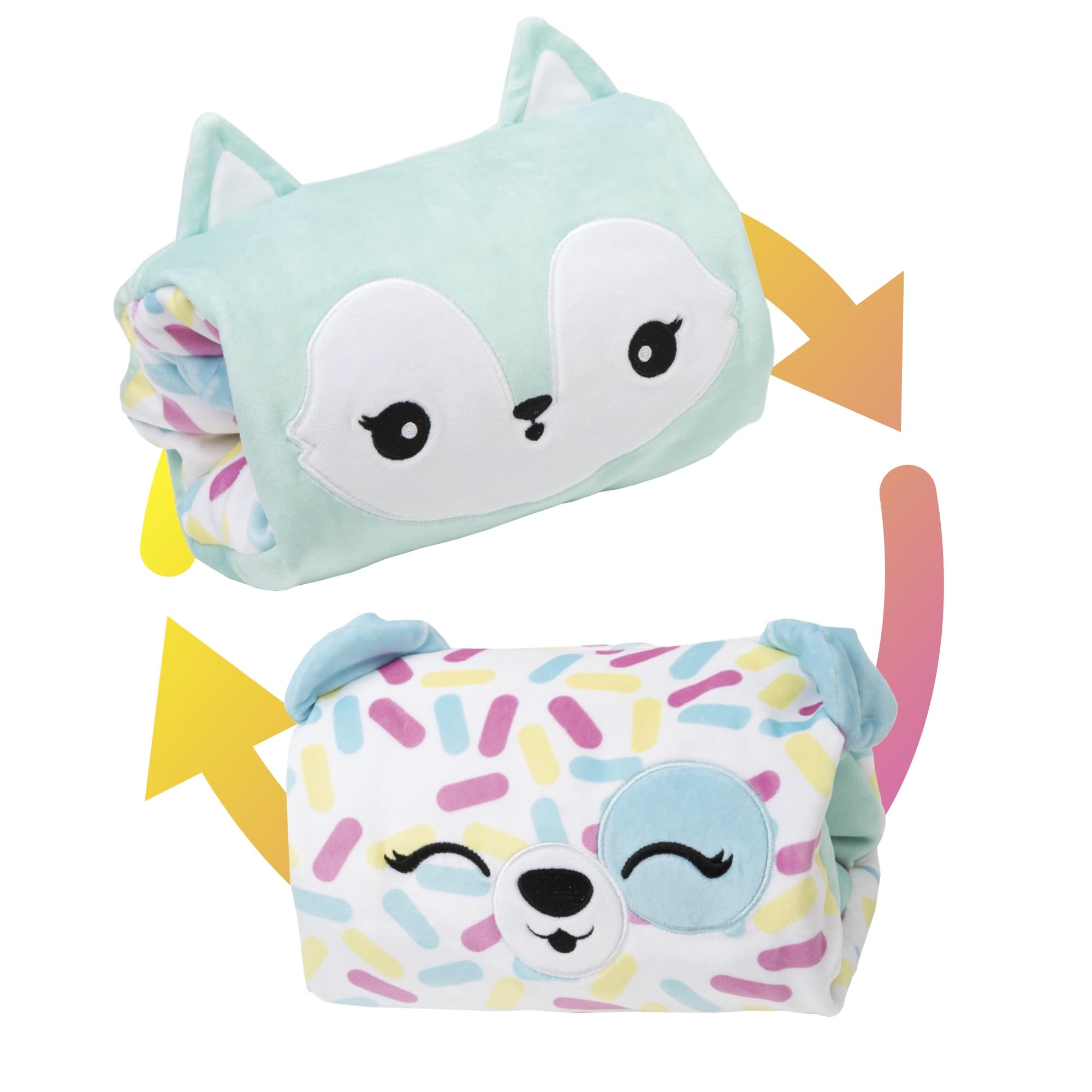 SmooshMiez - 2 in 1 Reversible Stuffed Animal Plushie - Cute Emotional Support Plush, Puppy + Fox, 9 inch