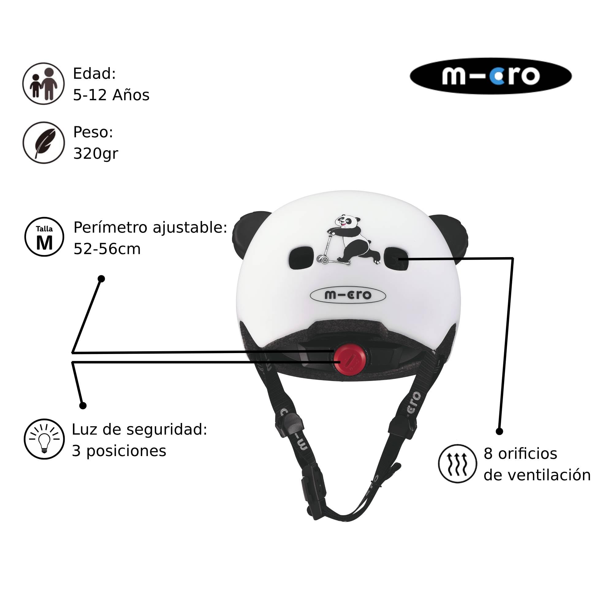 Micro® | Casco 3D Infantil | Protección para Patinete o Bicicleta | Luz Trasera de Seguridad 3 Posiciones | Ultraligero 250 Gramos | Cierre Magnético | Niños y Niñas