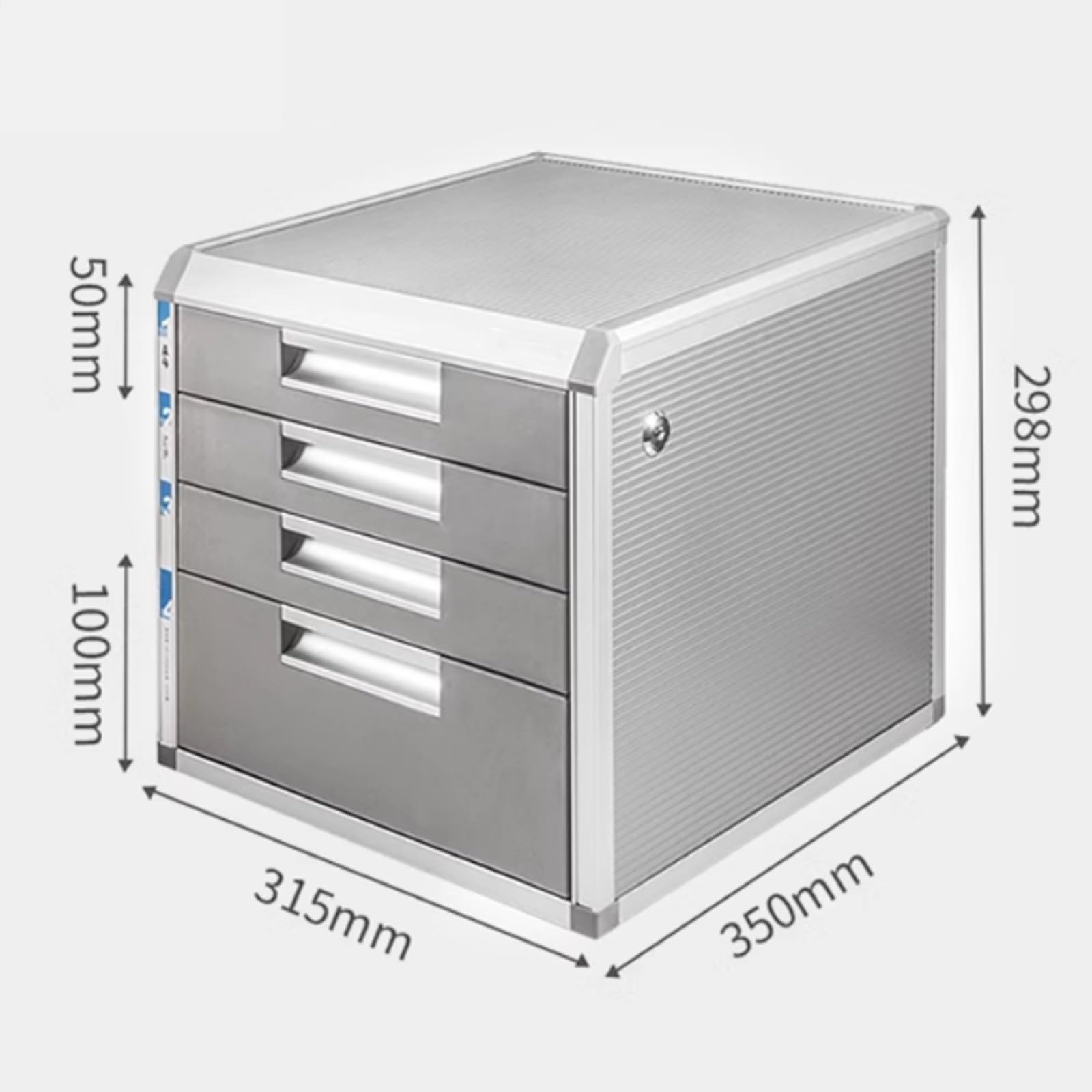 4 cassetti bloccabili desktop File Cabinet A4 Letter nizer per casa ufficio e posto di lavoro Cassetti in alluminio sicuro per archiviazione e protezione documenti