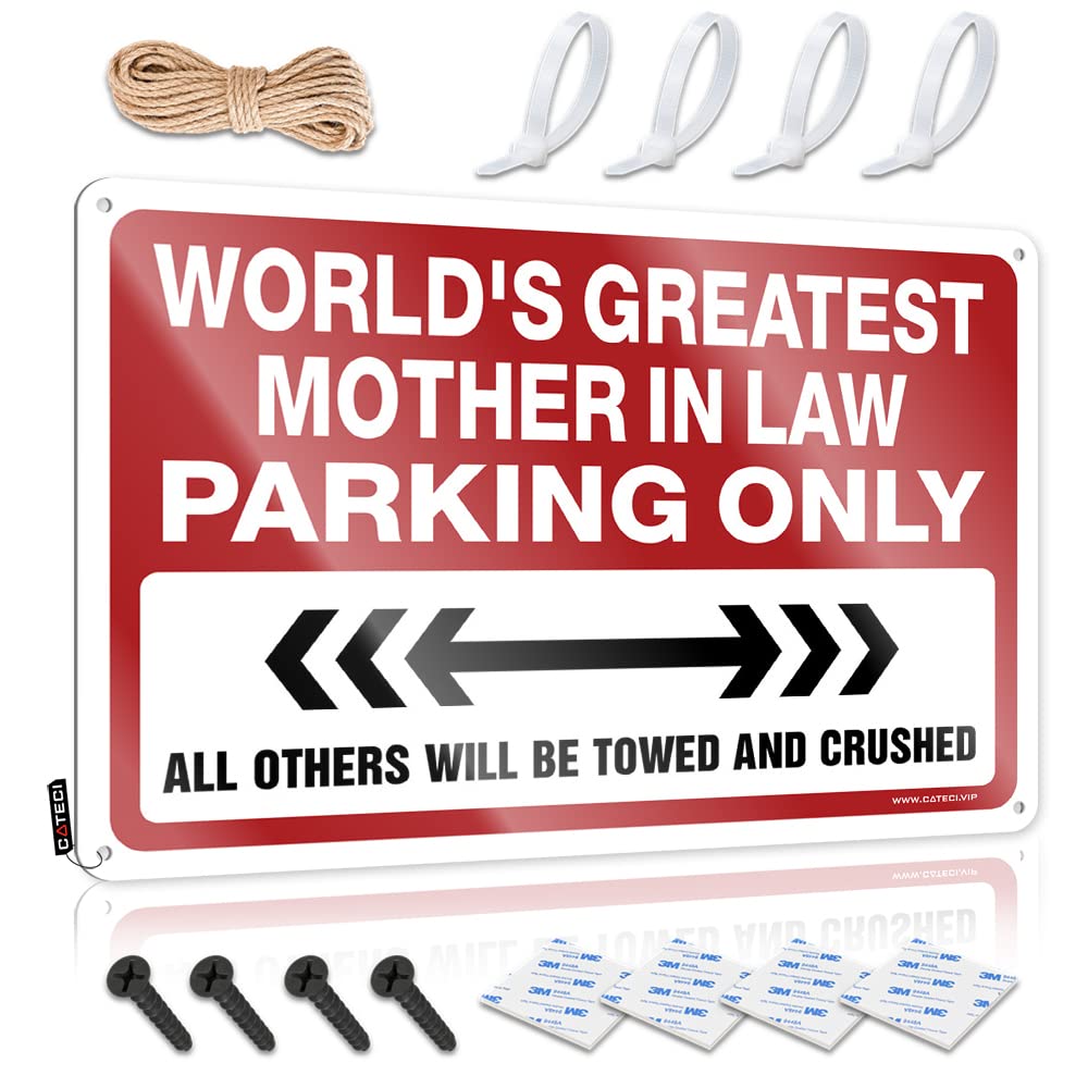 KRAZMURONGD In Home Bar Signs Tin Signs For Garage World'S Greatest Mother In Law Parking Only Tin Sign(20X30CM)