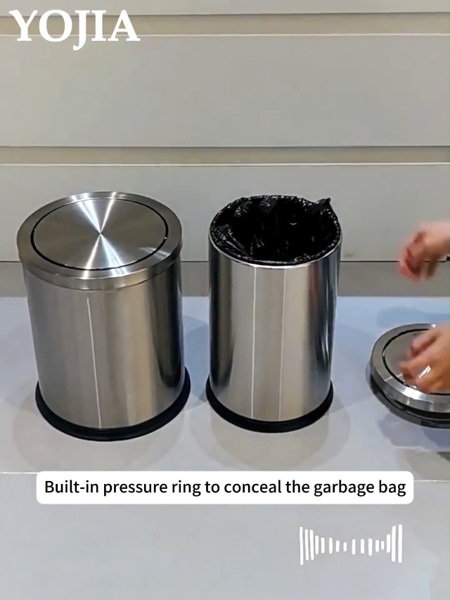 Image of 4 Gallon Stainless Steel Waste Bin,Small Metal Garbage can with Shake Lid,Paper Backet with Flipping Lid, Large Capacity Trash Can, for Kitchen,Bathroom,Living Room,Office,Hotle (Silver)