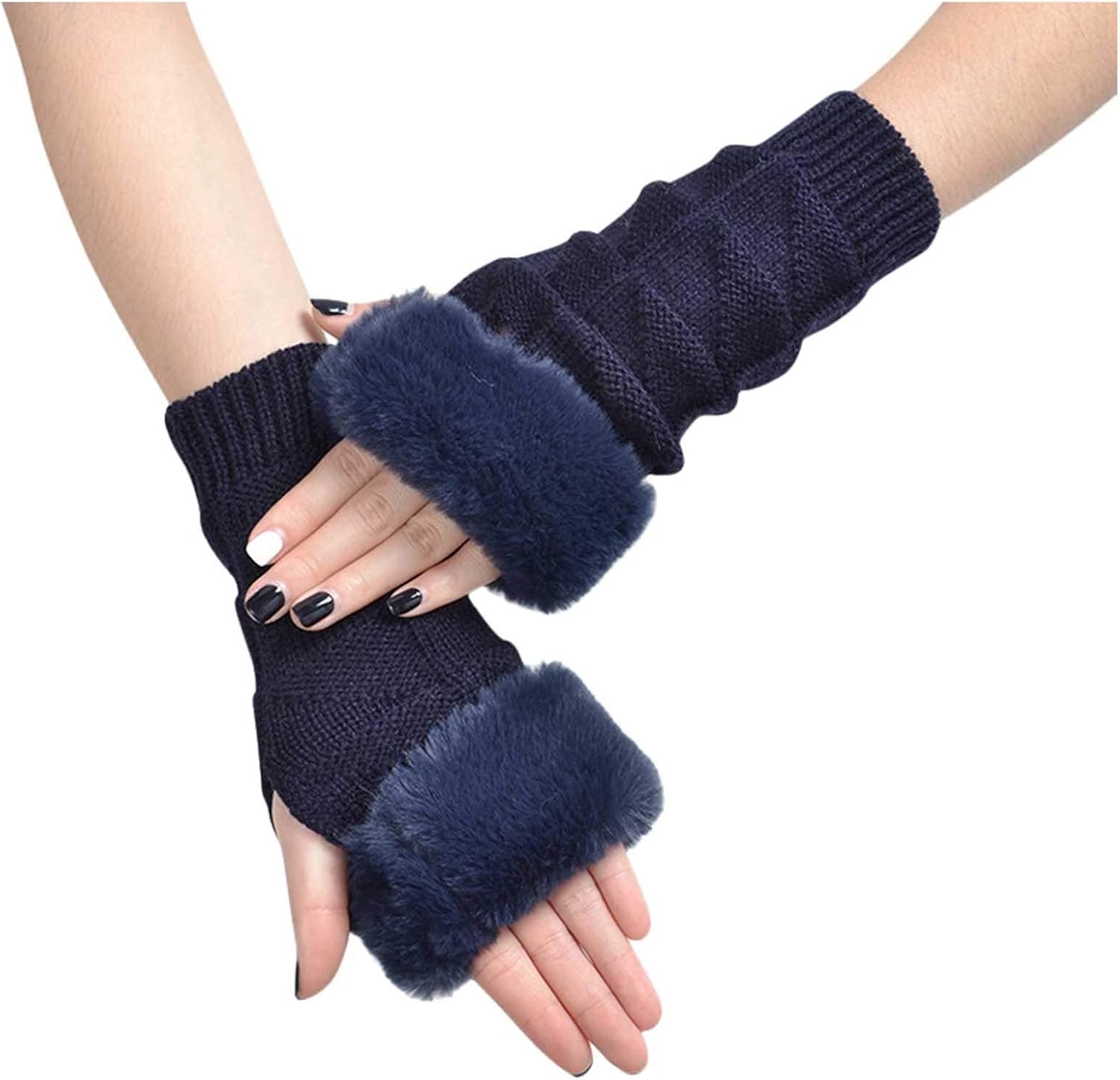 Briskorry Women's Knitted Wrist Arm Hand Warmer, Sleeves Plain Gloves