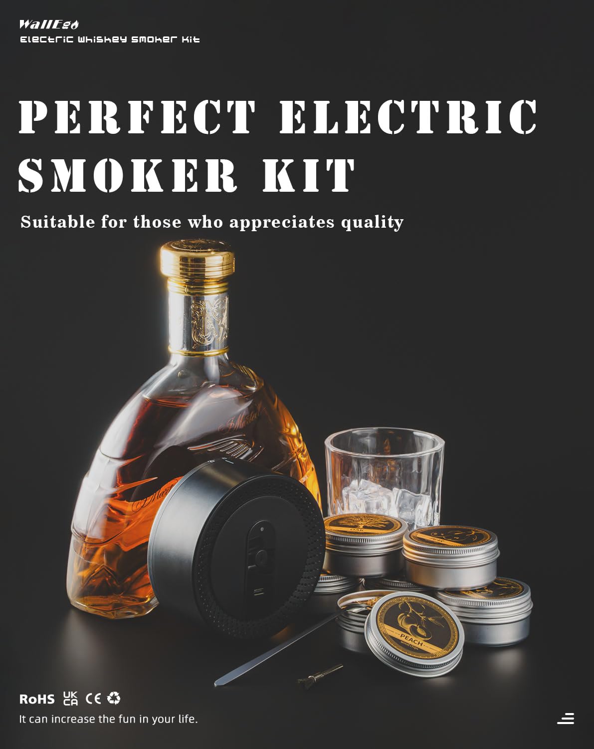 Kit per affumicatore whisky da Elettrico 6 Aromi di Legno USB Ricaricabile Affumicatore Cocktail al bevande Idee Regalo Uomo Padre Natale Anniversario