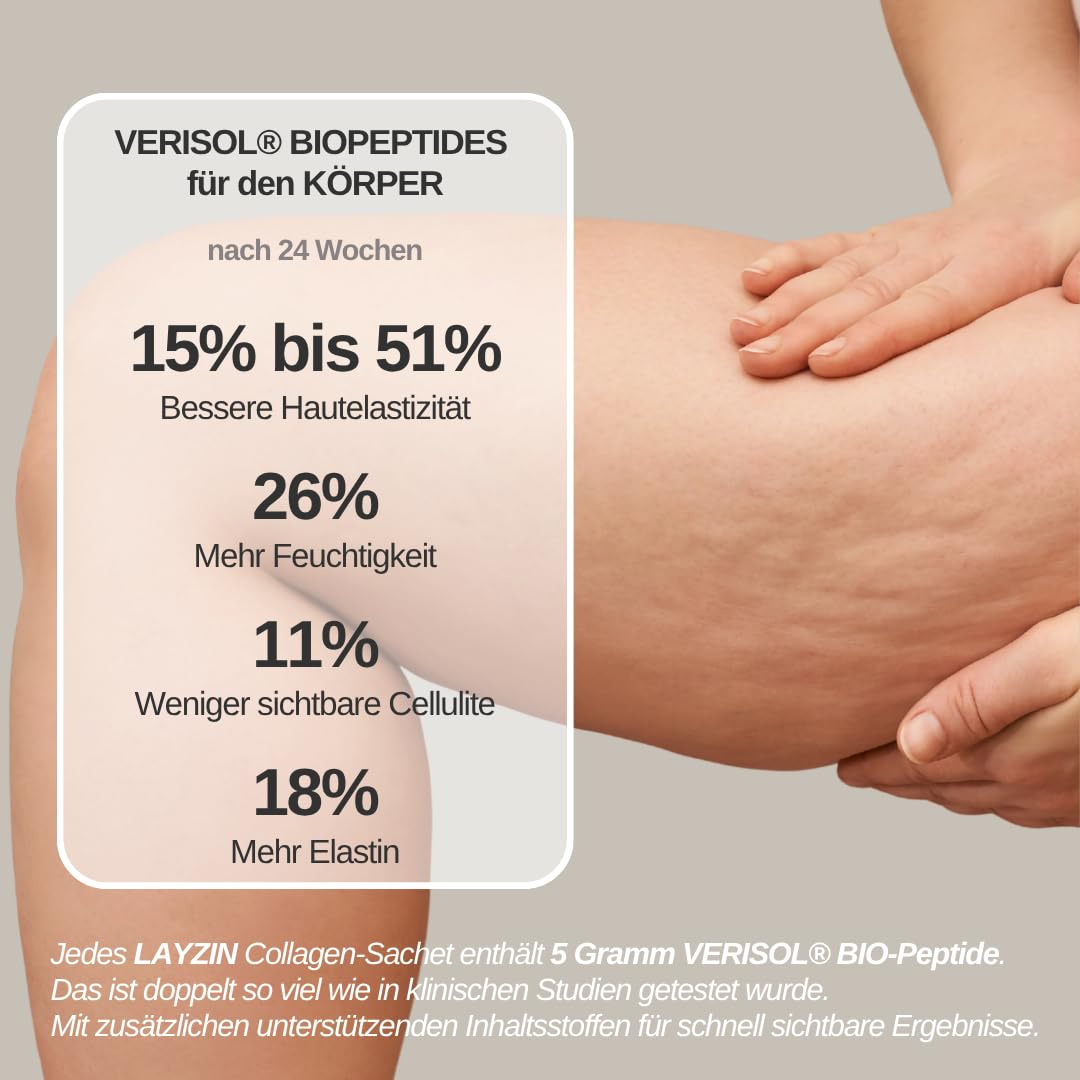 Kollagenpulver für Frauen mit Verisol®-Kollagen, Hyaluronsäure & Vitamin C – Anti-Aging-Schönheitsformel zur Hautverjüngung sowie für Haare & Nägel – Stärkt die Haut, Halal – 60 Sachets, Unisex