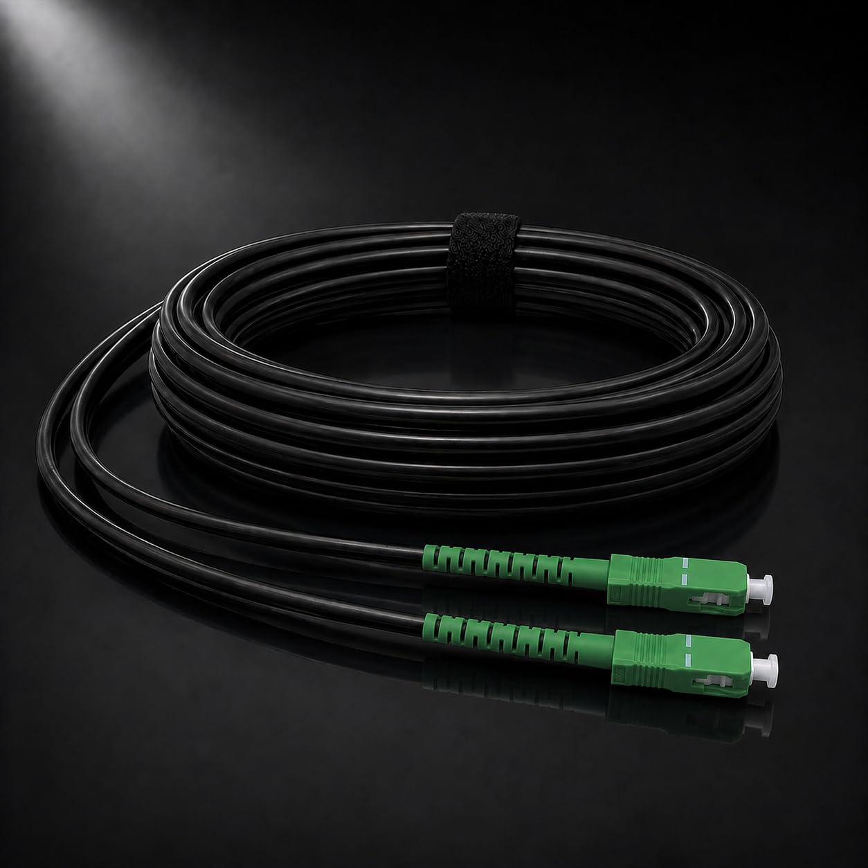 Elfcam® - Stalowy kabel światłowodowy, odpowiedni do instalacji na zewnątrz i wewnątrz, kompatybilny z Orange SFR Bouygues, SC/APC do SC/APC jednomodowy czarny, 50M