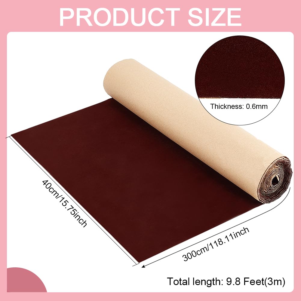 BENECREAT 40cmx3mmarrone Velluto Autoadesivo Floccaggio Foglio di Tessuto In Velluto Rotolo per Cassetto per La Decorazione Del Contenitore di Gioielli Spessore 0.6mm