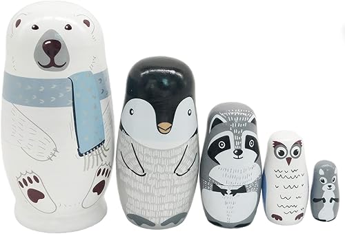 Miniatura 2 de Konrisa Matryoshka - Muñecas anidables para niños y adultos pintadas a mano, juguetes apilables, muñecos de anidación de animales, figuras de