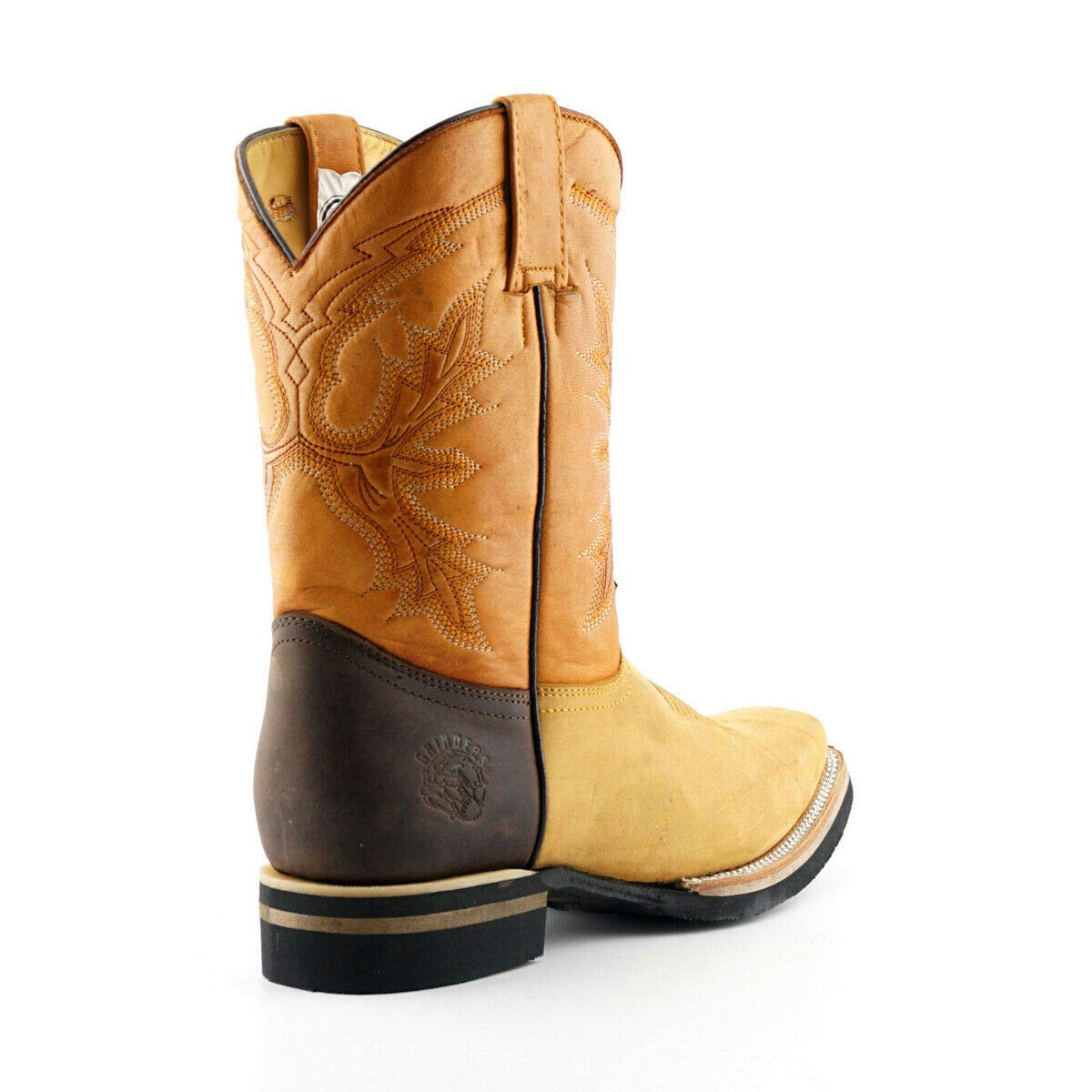 Grinders El Paso Stivali Unisex Altezza Polpaccio di Pelle Marrone Chiaro Stile Cowboy